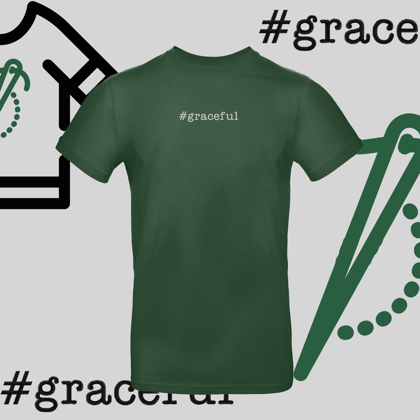 Koszulka unisex "#graceful" – haft komputerowy, elegancja w stylu casual