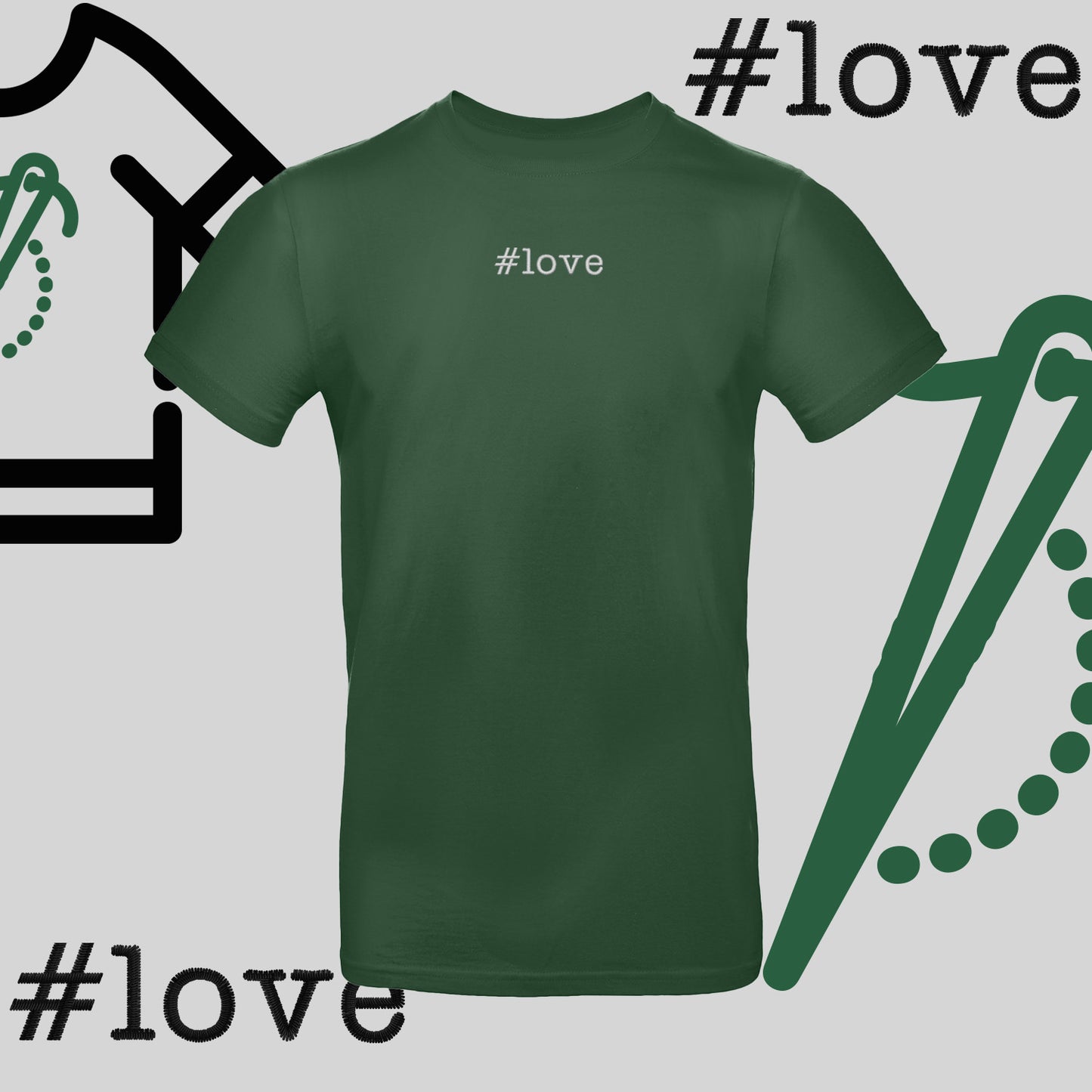 Koszulka unisex  "#love" – haft komputerowy, styl z pozytywnym przekazem