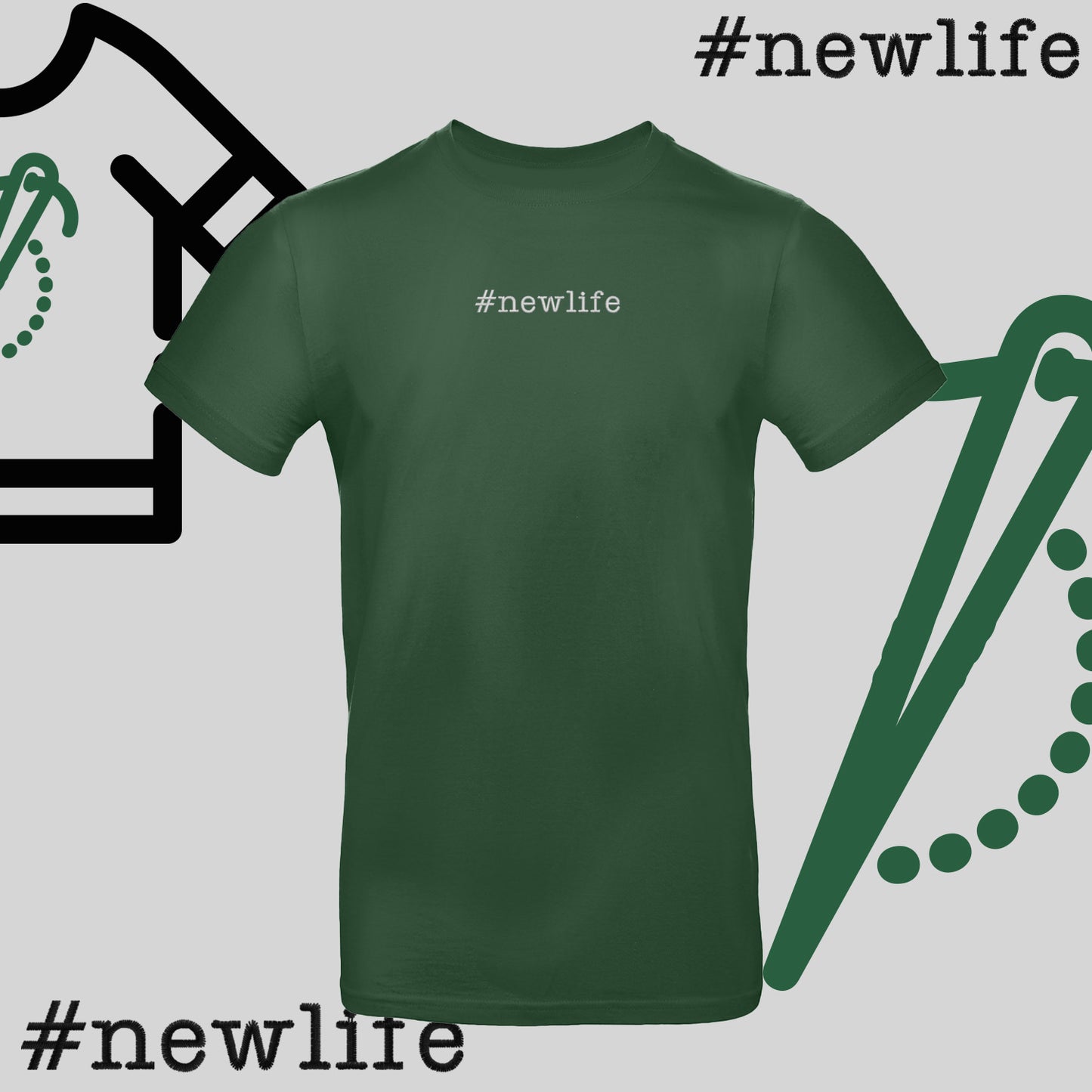 Koszulka unisex  "#newlife" – haft komputerowy, inspiracja na nowy początek
