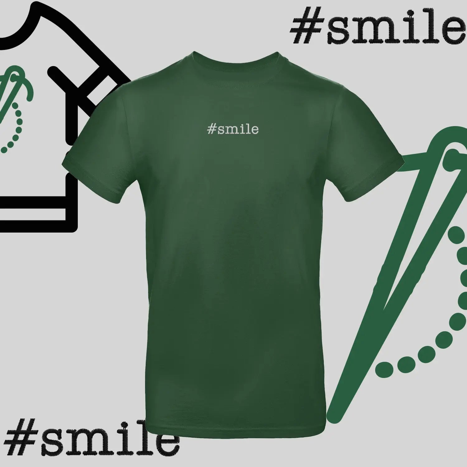 Koszulka unisex  "#SMILE" – haft komputerowy, pozytywny styl na co dzień Haft z radości