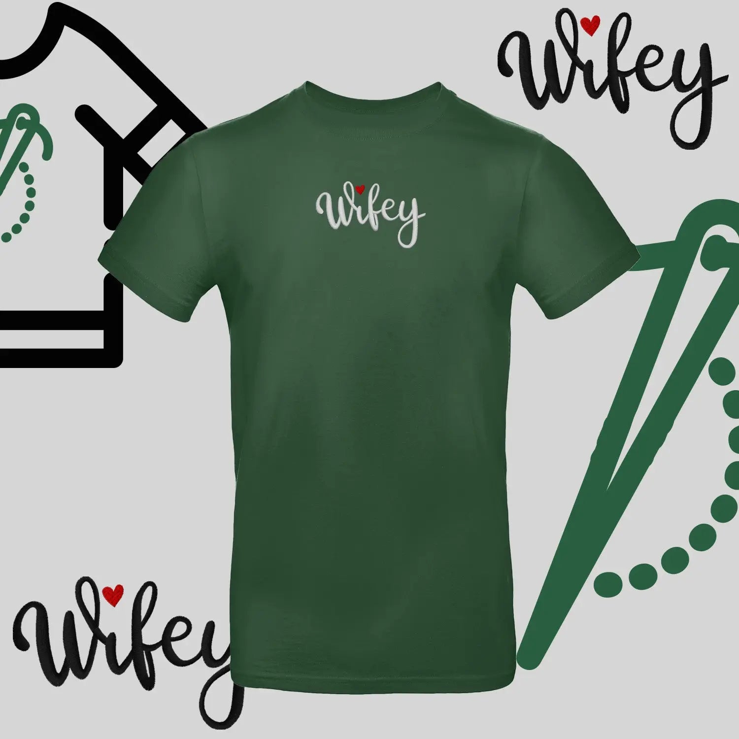 Koszulka unisex "WIFEY" – haft komputerowy, styl dla żony z humorem Haft z radości