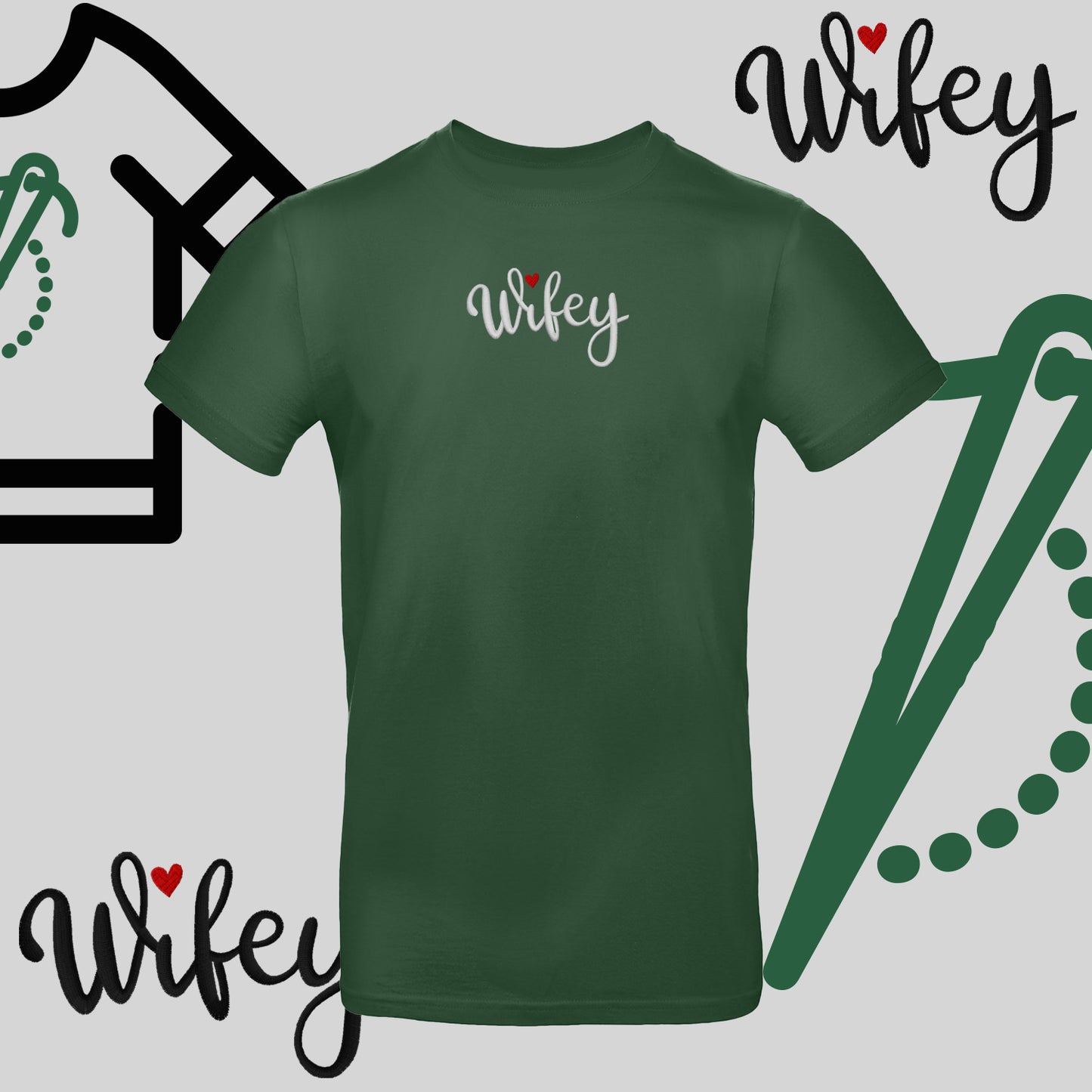 Koszulka unisex "WIFEY" – haft komputerowy, styl dla żony z humorem