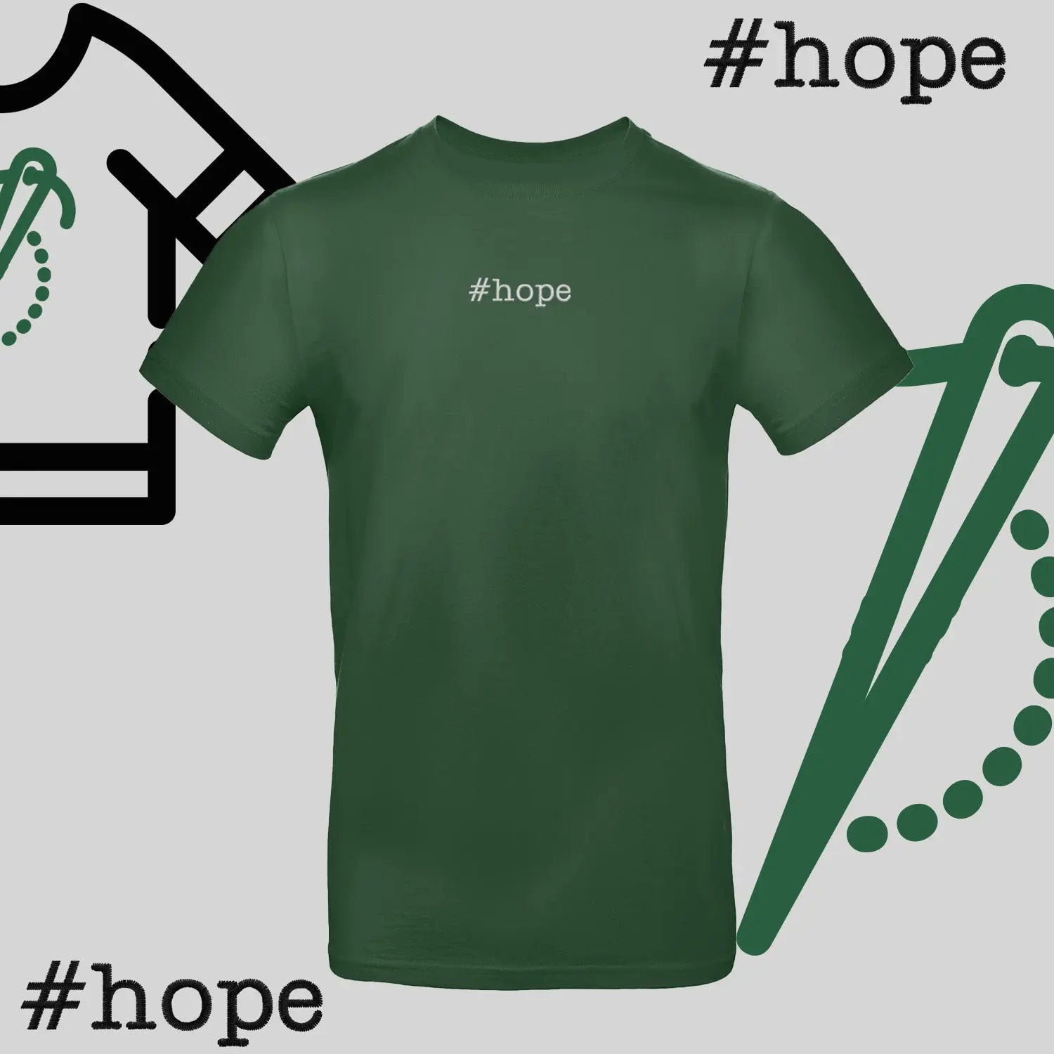 Koszulka unisex "#hope" – haft komputerowy, inspiracja na co dzień Haft z radości