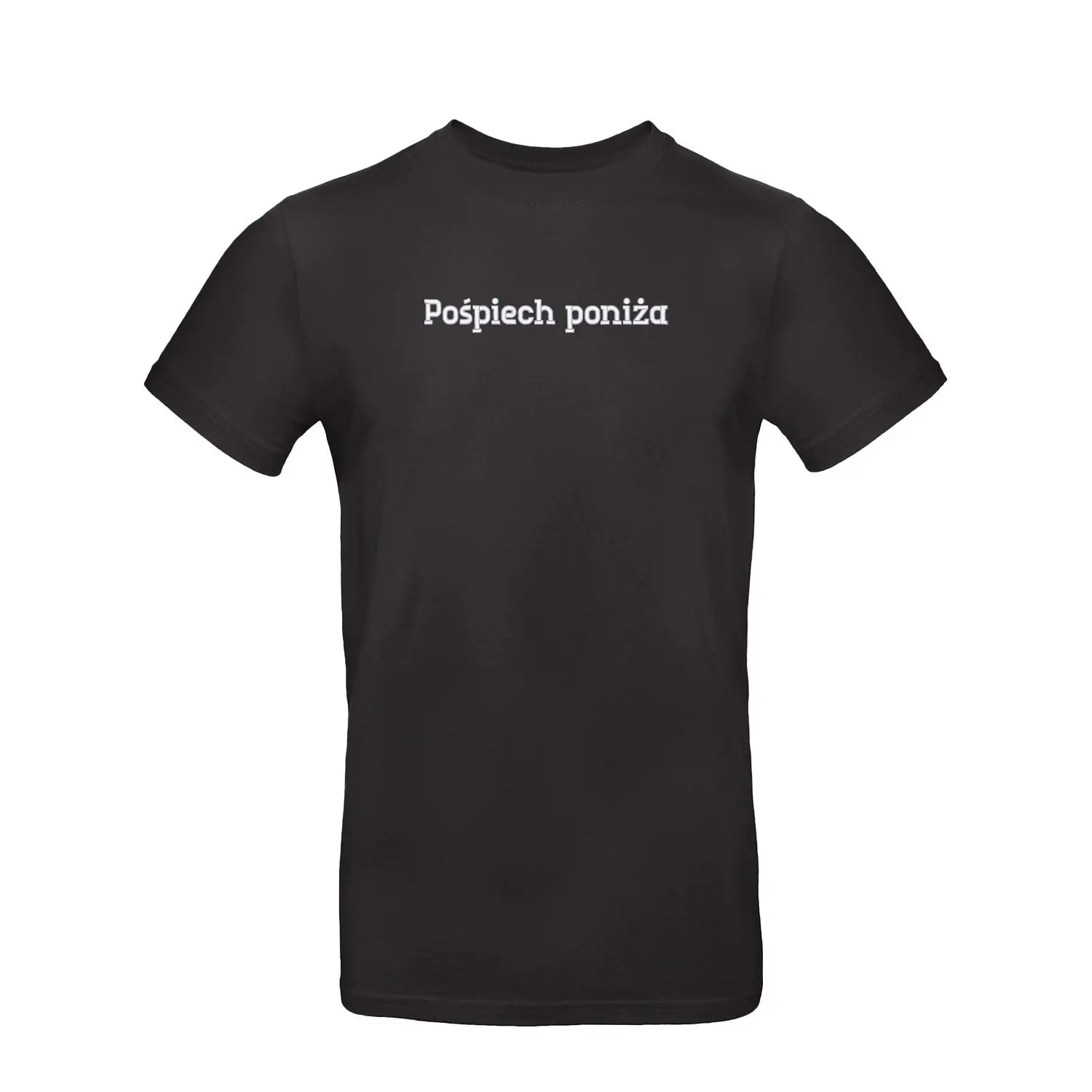 Koszulka unisex „Pośpiech poniża” – Haft 3D, Styl i Dystans do Życia Haft z radości
