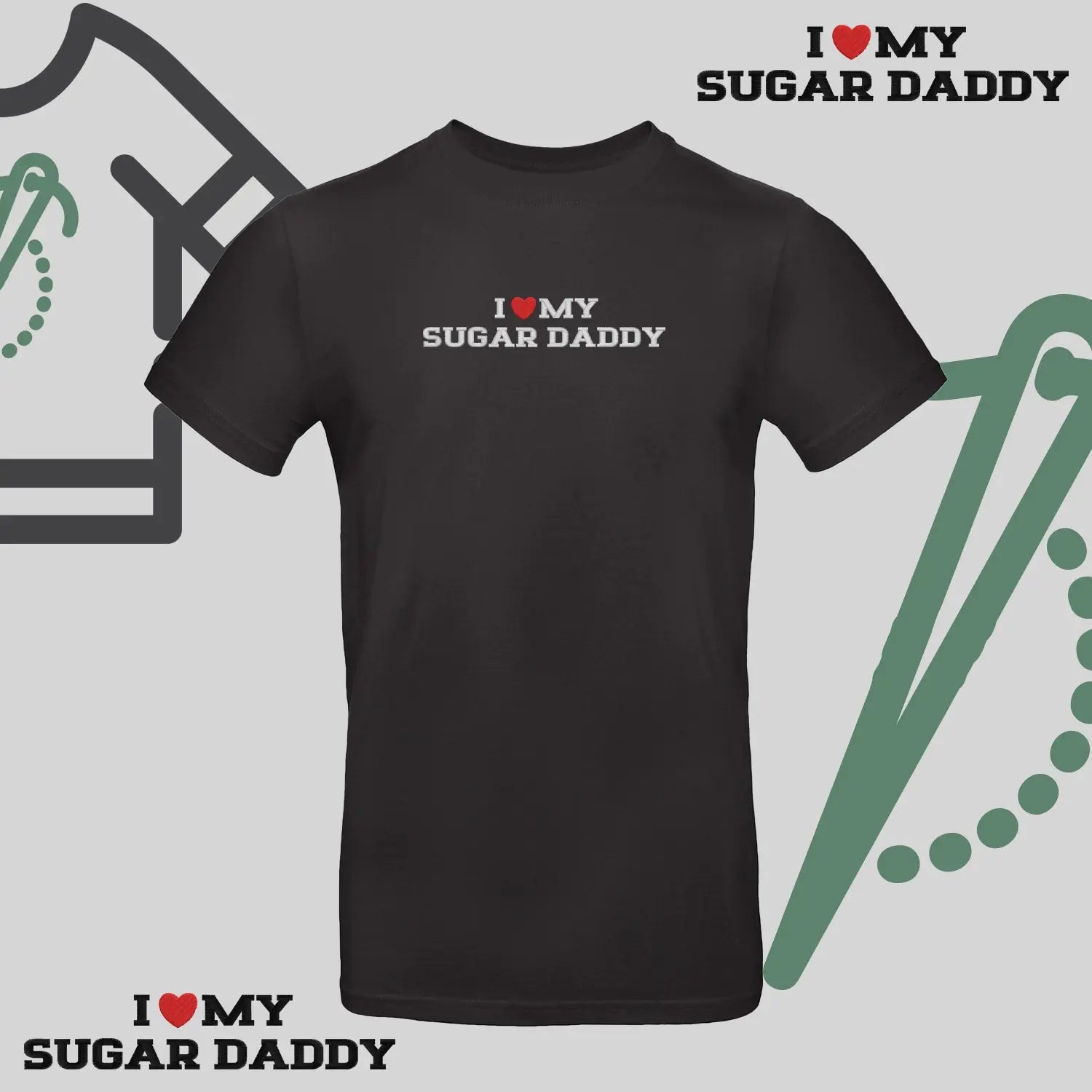 Koszulka unisex z haftem "I❤️ MY SUGAR DADDY" Haft z radości