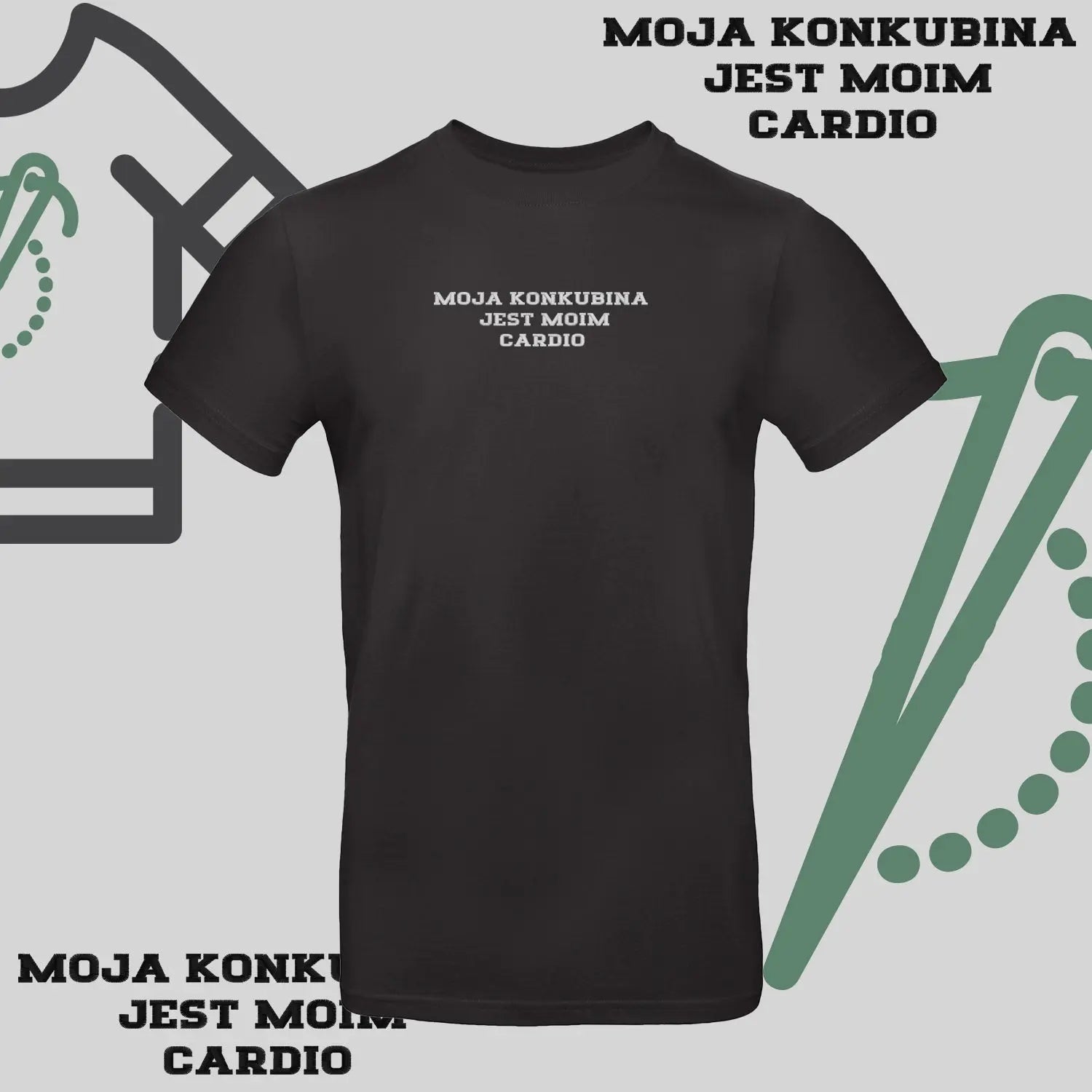 Koszulka unisex z haftem „MOJA KONKUBINA JEST MY CARDIO" Haft z radości