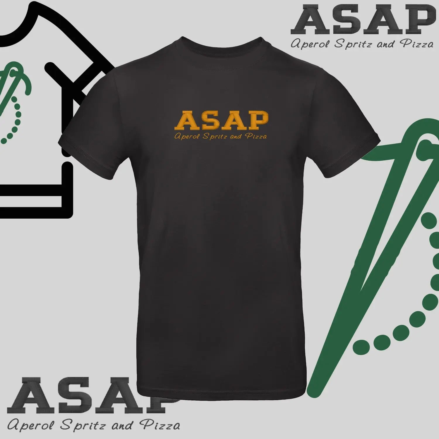 Koszulka unisex "ASAP – Aperol Spritz and Pizza" – haft, włoski klimat Haft z radości