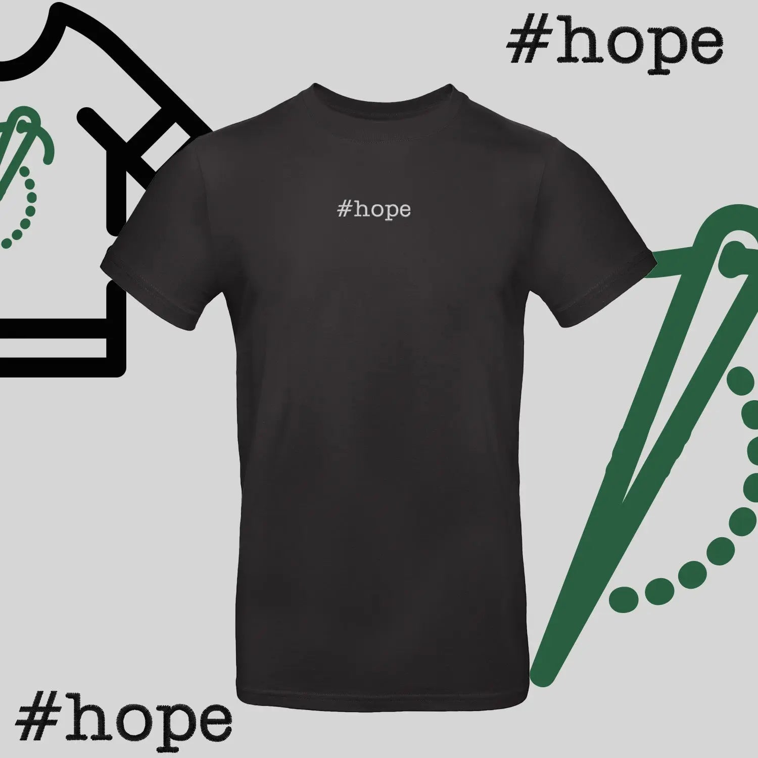 Koszulka unisex "#hope" – haft komputerowy, inspiracja na co dzień Haft z radości