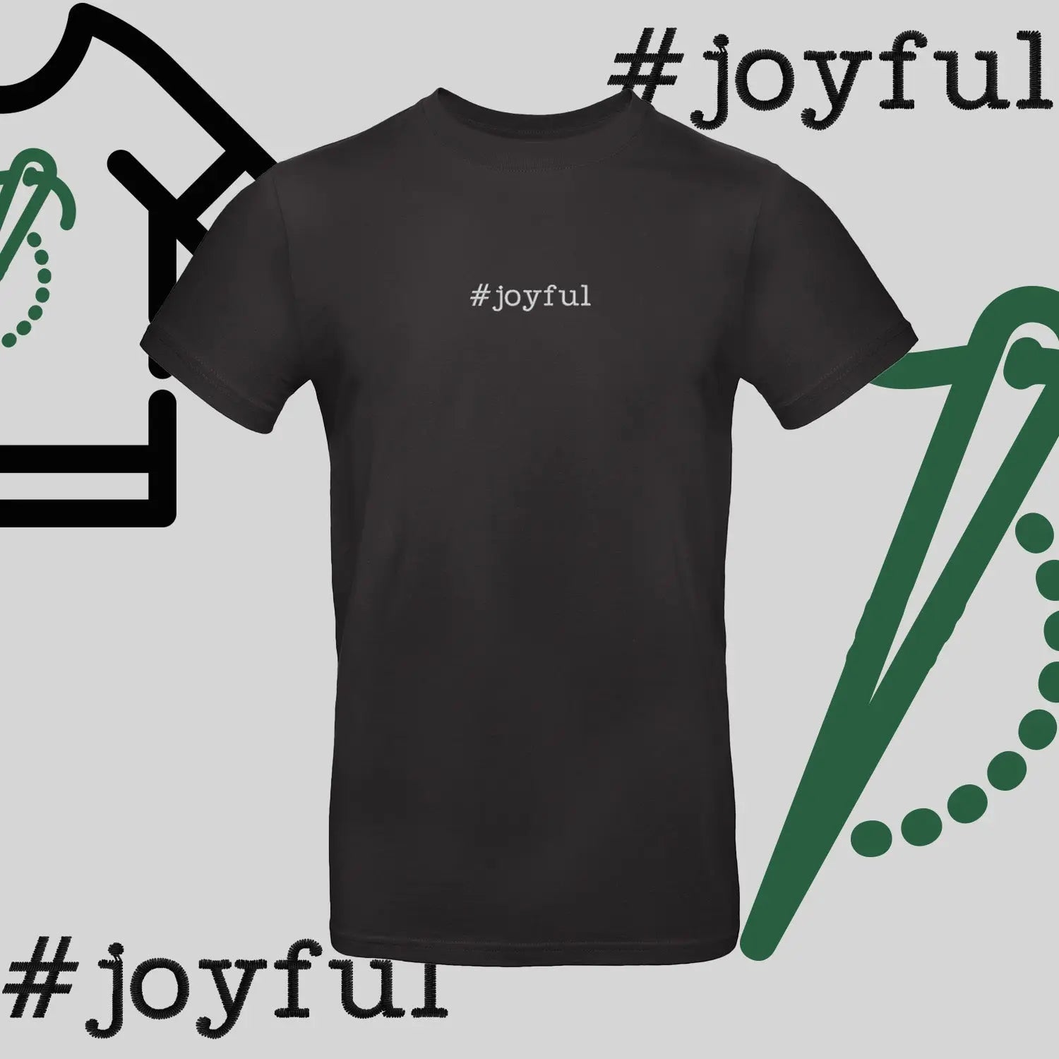 Koszulka unisex "#joyful" – haft komputerowy, styl pełen radości Haft z radości