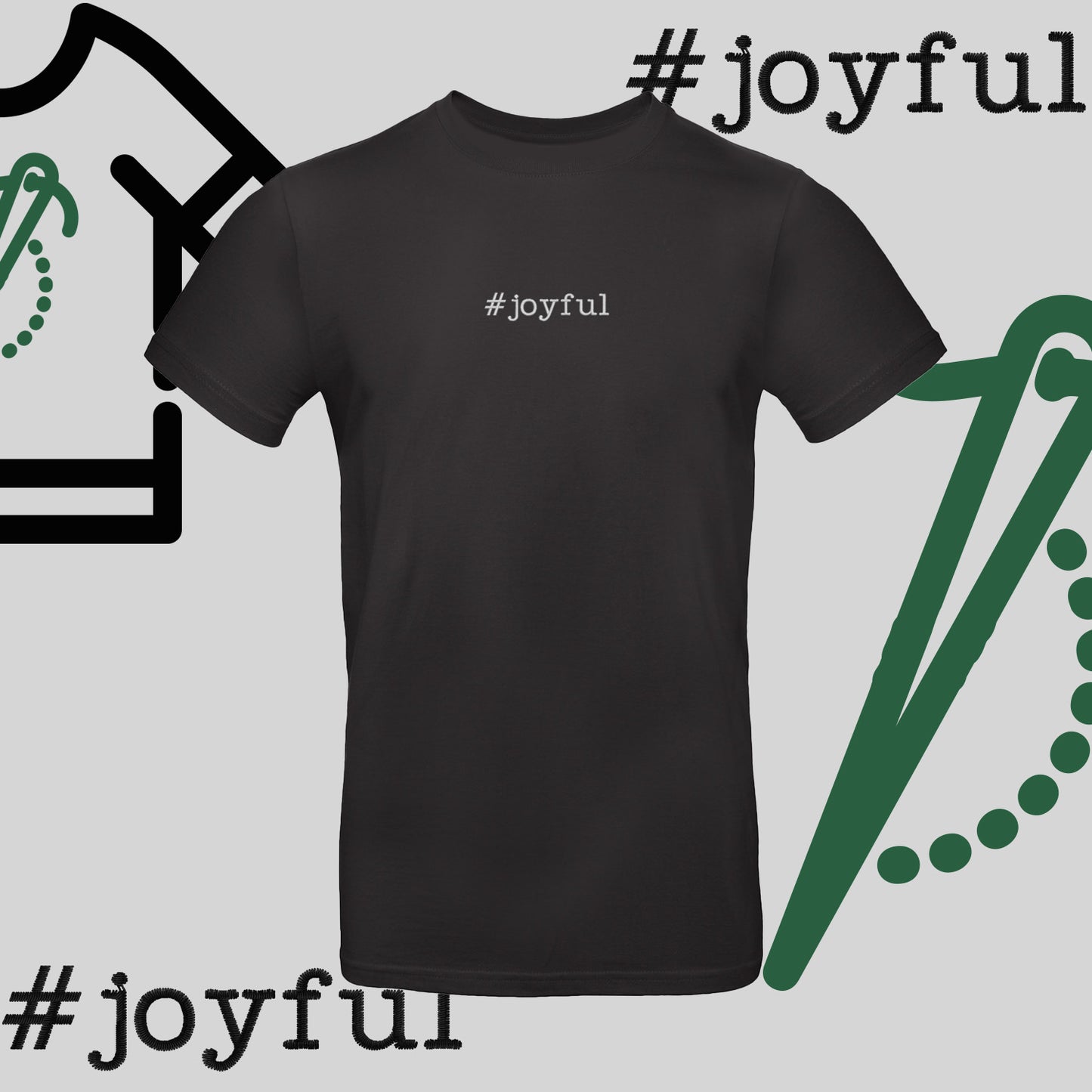 Koszulka unisex "#joyful" – haft komputerowy, styl pełen radości