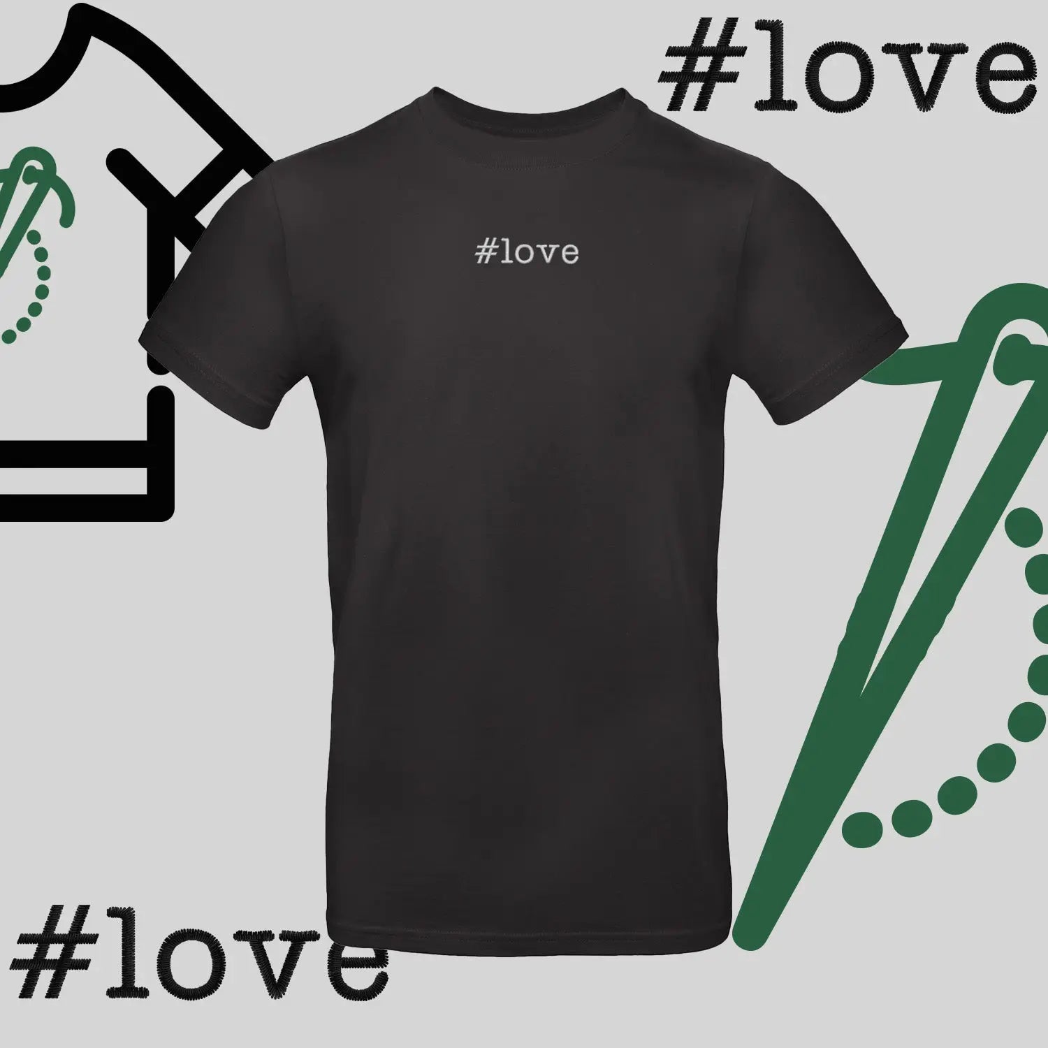 Koszulka unisex  "#love" – haft komputerowy, styl z pozytywnym przekazem Haft z radości