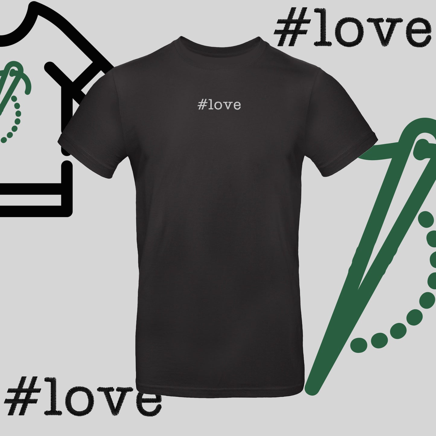 Koszulka unisex  "#love" – haft komputerowy, styl z pozytywnym przekazem