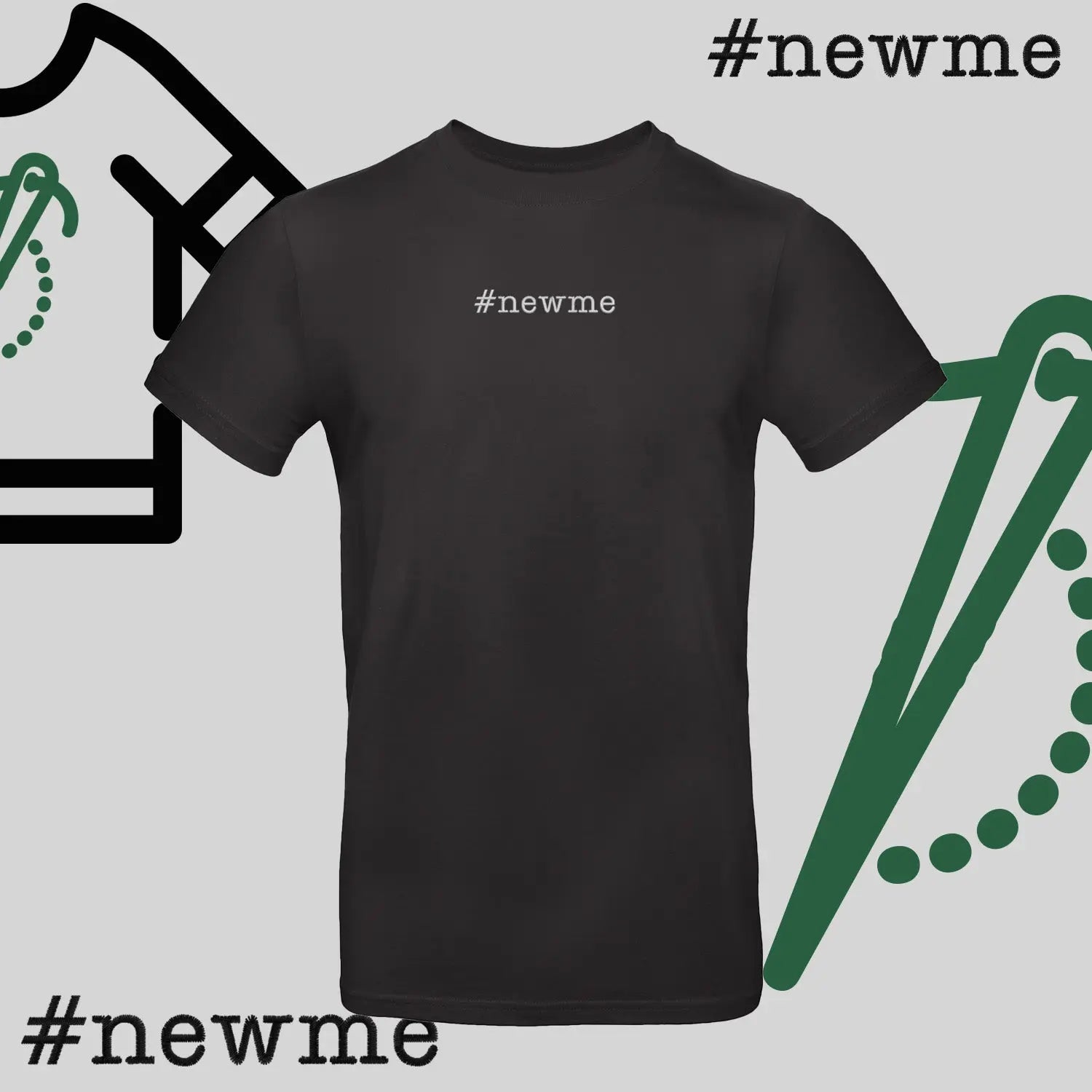 Koszulka unisex  "#newme" – haft komputerowy, motywacja i nowy styl Haft z radości