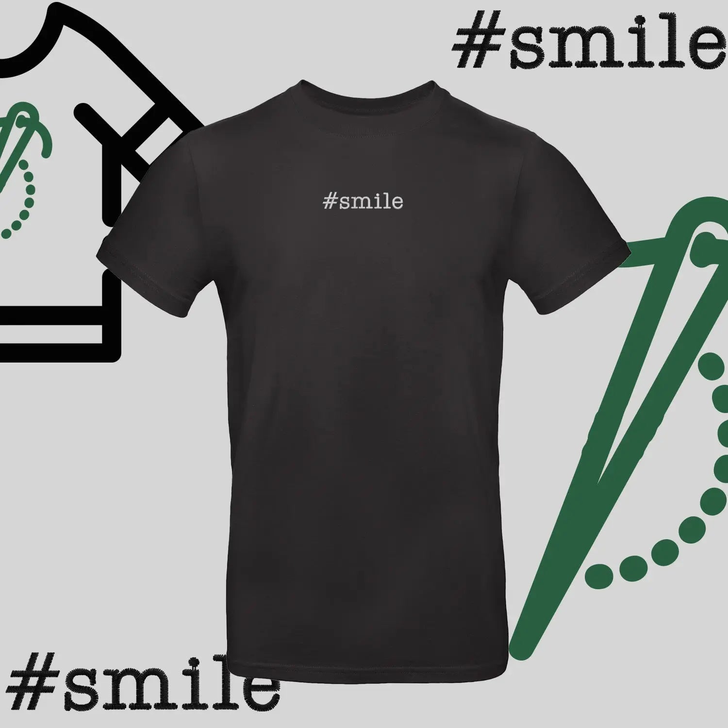 Koszulka unisex  "#SMILE" – haft komputerowy, pozytywny styl na co dzień Haft z radości