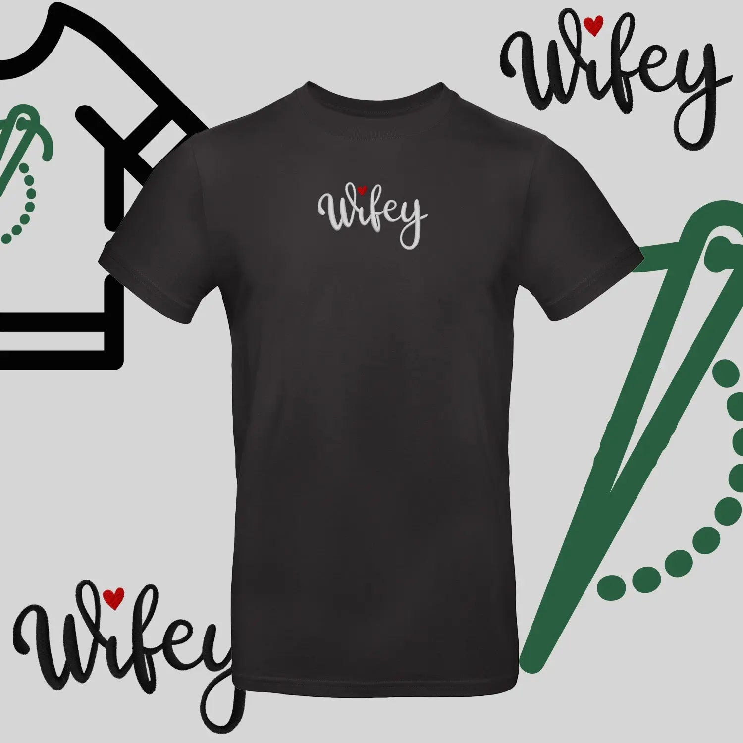 Koszulka unisex "WIFEY" – haft komputerowy, styl dla żony z humorem Haft z radości