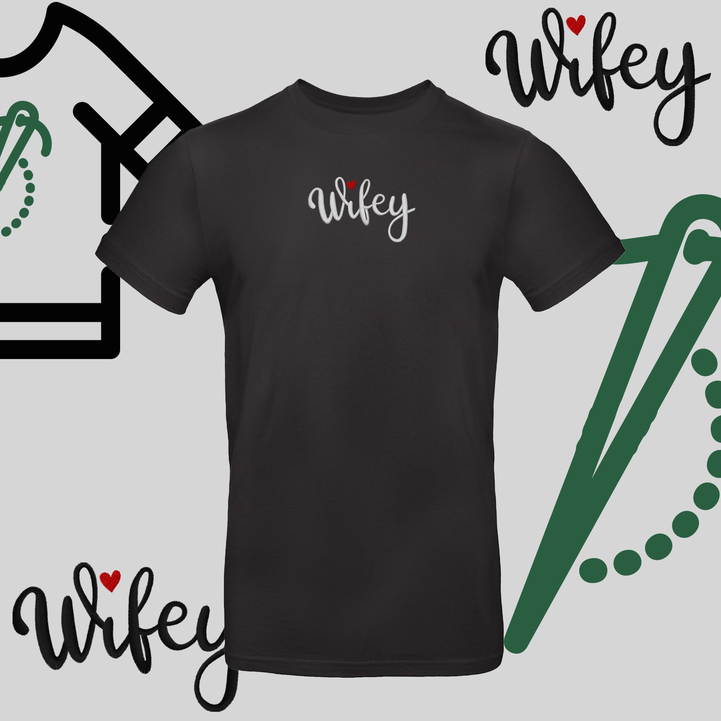 Koszulka unisex "WIFEY" – haft komputerowy, styl dla żony z humorem