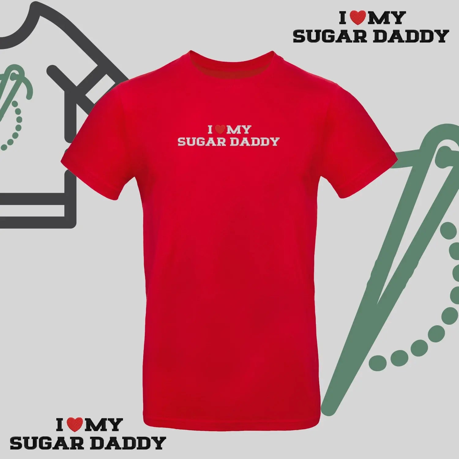Koszulka unisex z haftem "I❤️ MY SUGAR DADDY" Haft z radości