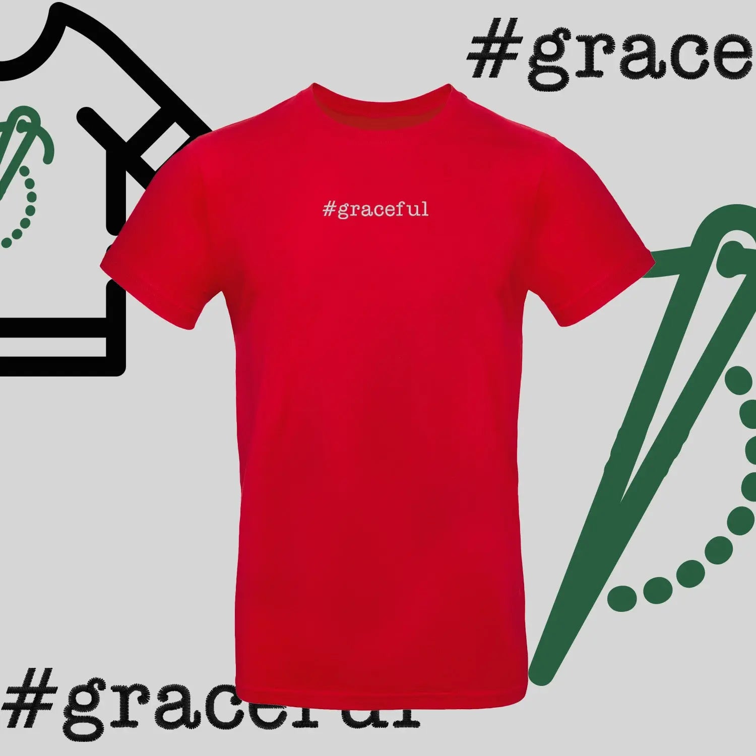Koszulka unisex "#graceful" – haft komputerowy, elegancja w stylu casual Haft z radości