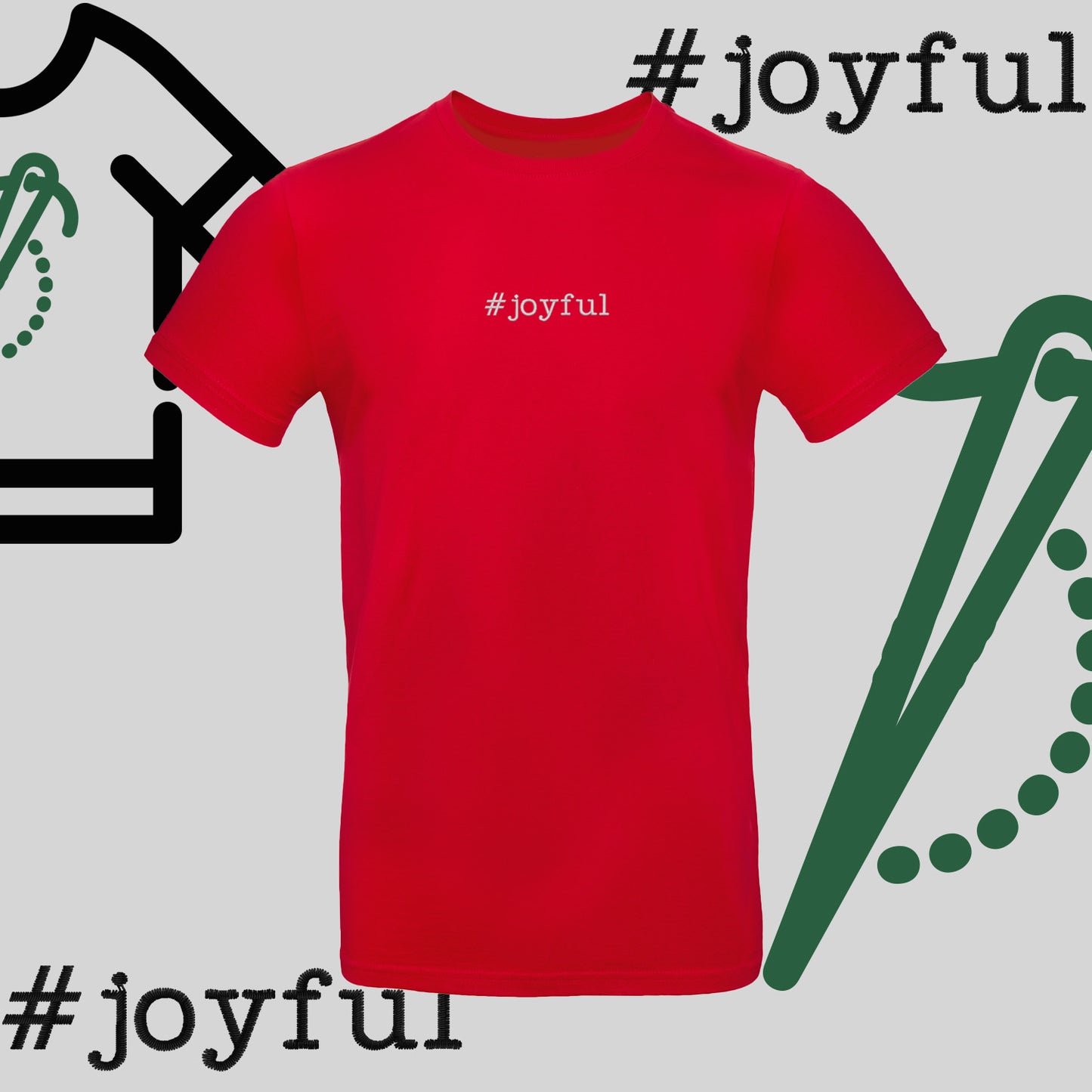 Koszulka unisex "#joyful" – haft komputerowy, styl pełen radości