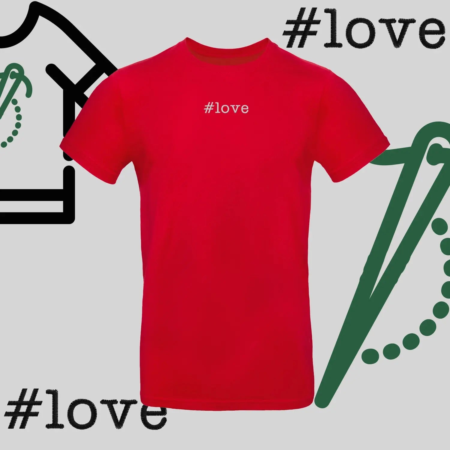 Koszulka unisex  "#love" – haft komputerowy, styl z pozytywnym przekazem Haft z radości