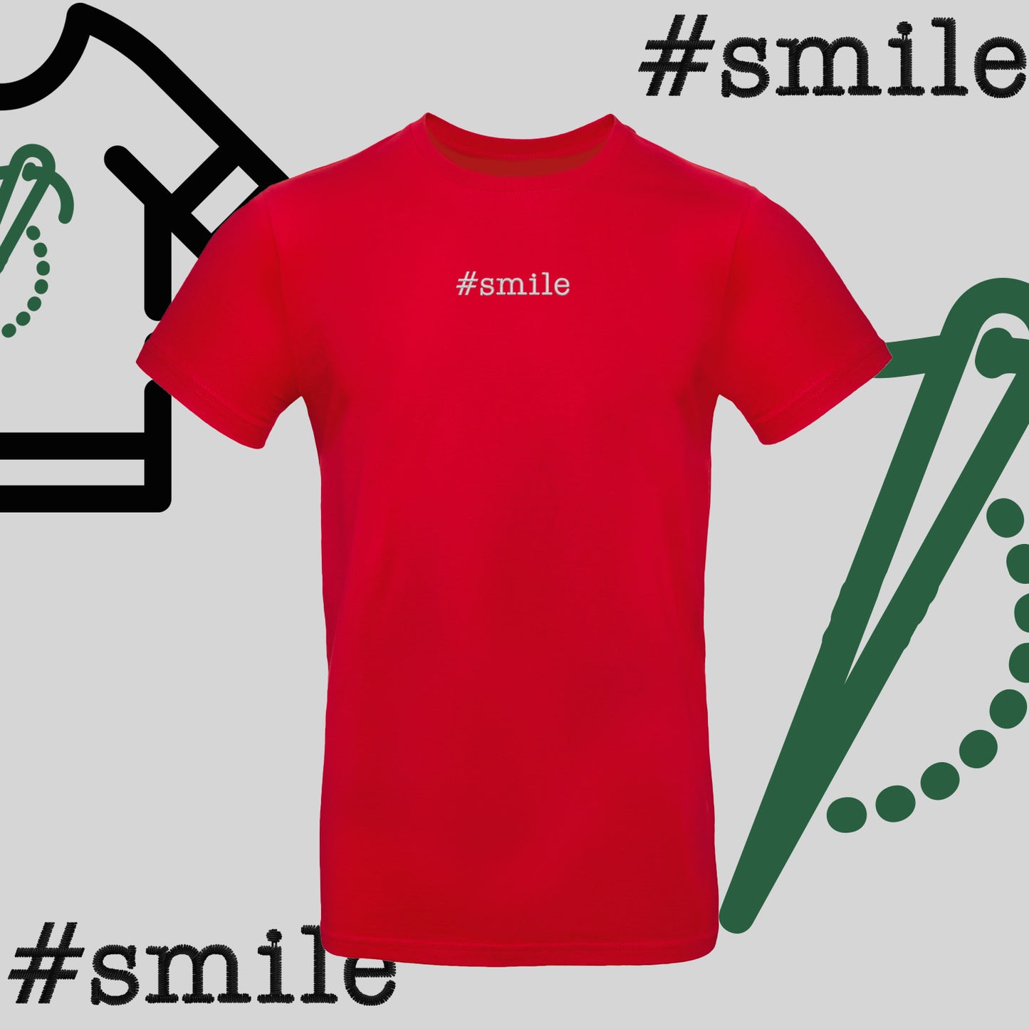 Koszulka unisex  "#SMILE" – haft komputerowy, pozytywny styl na co dzień