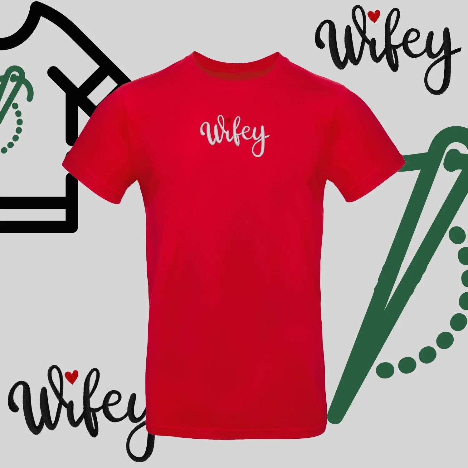 Koszulka unisex "WIFEY" – haft komputerowy, styl dla żony z humorem Haft z radości