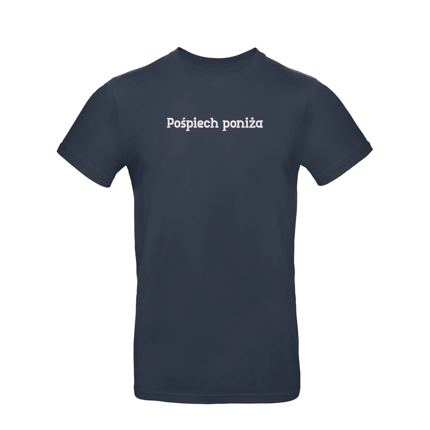 Koszulka unisex „Pośpiech poniża” – Haft 3D, Styl i Dystans do Życia Haft z radości