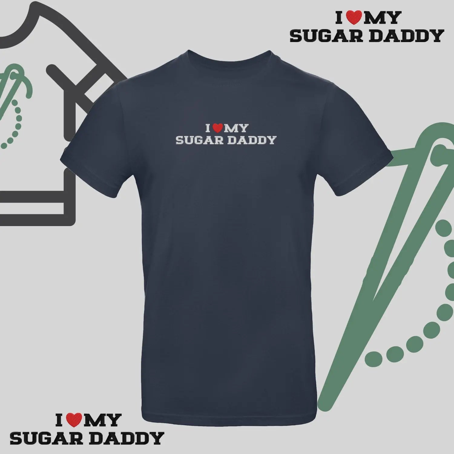 Koszulka unisex z haftem "I❤️ MY SUGAR DADDY" Haft z radości