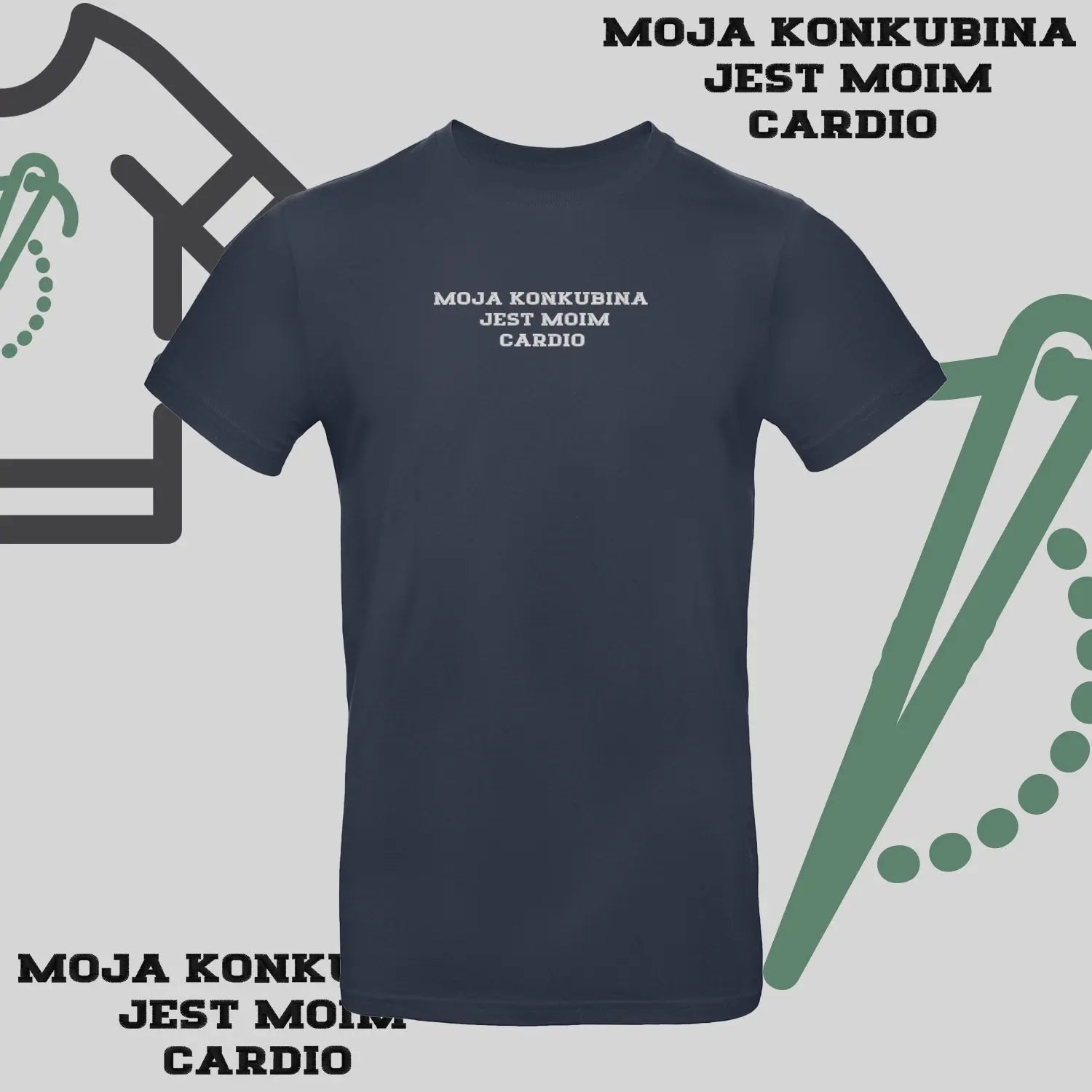 Koszulka unisex z haftem „MOJA KONKUBINA JEST MY CARDIO" Haft z radości