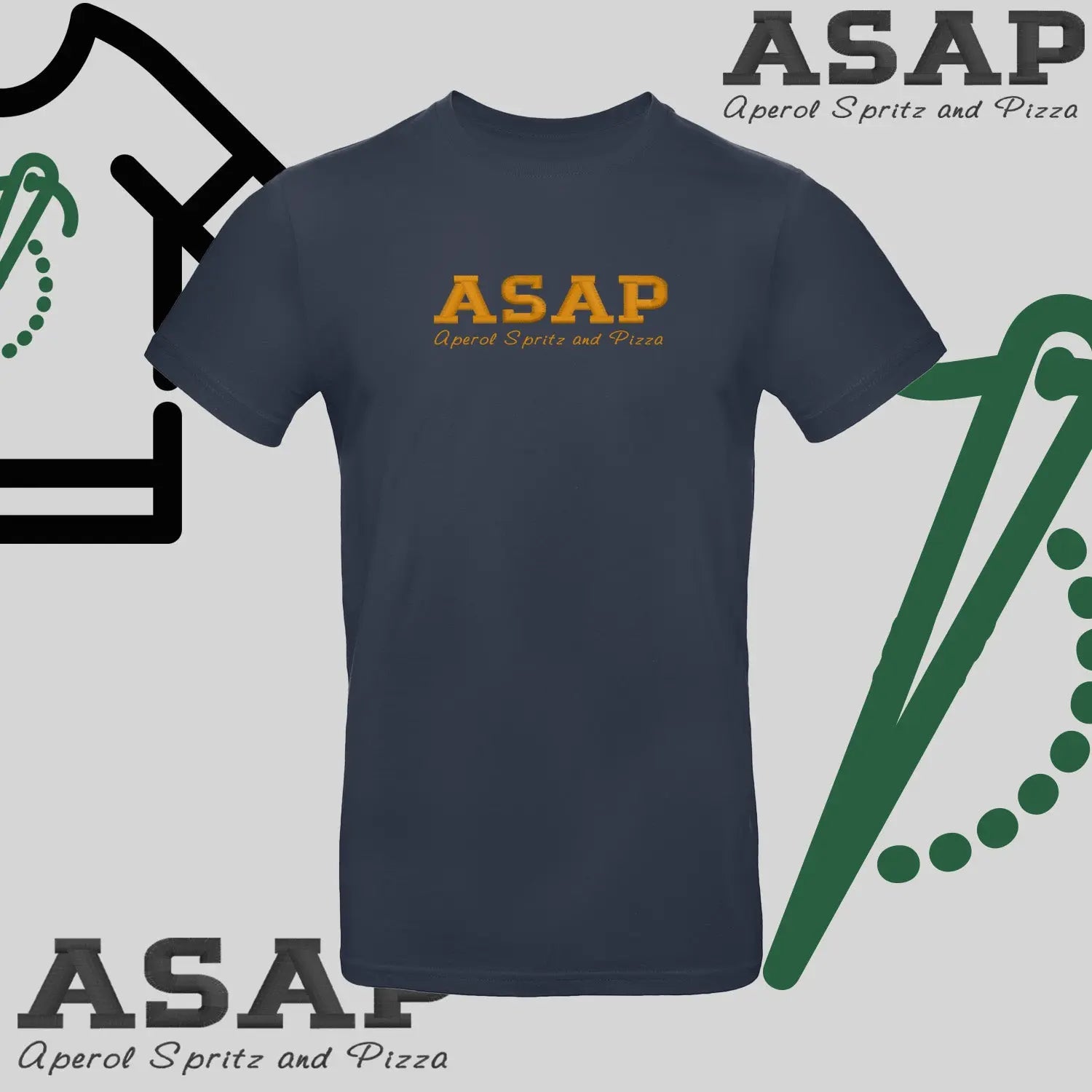 Koszulka unisex "ASAP – Aperol Spritz and Pizza" – haft, włoski klimat Haft z radości