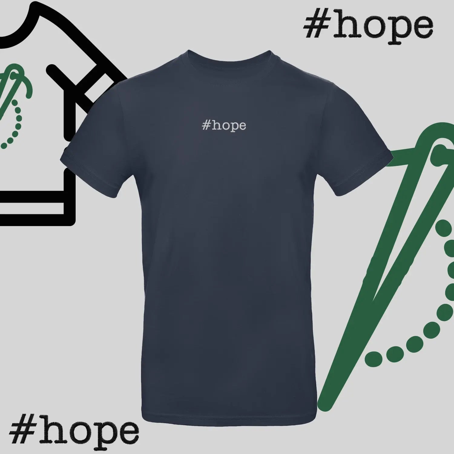 Koszulka unisex "#hope" – haft komputerowy, inspiracja na co dzień Haft z radości