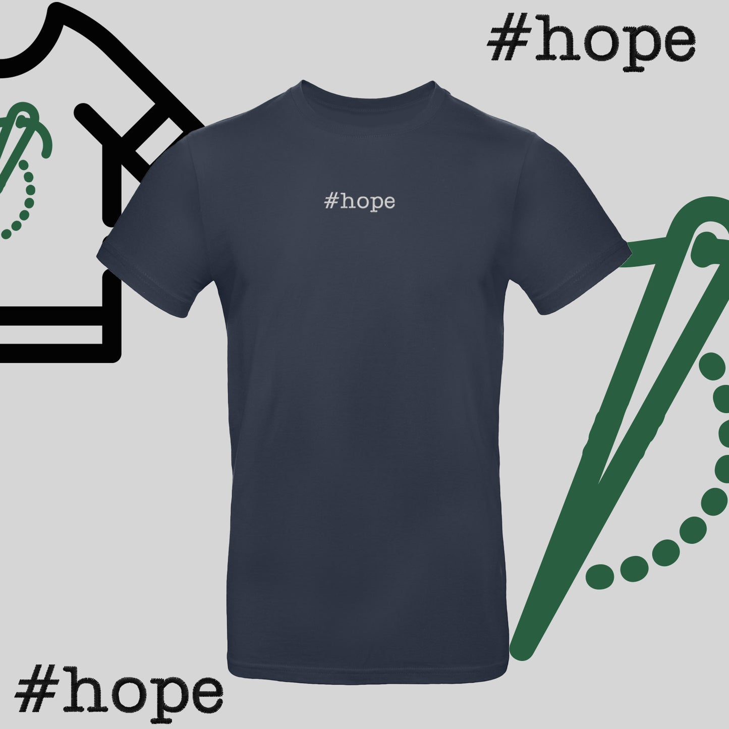 Koszulka unisex "#hope" – haft komputerowy, inspiracja na co dzień