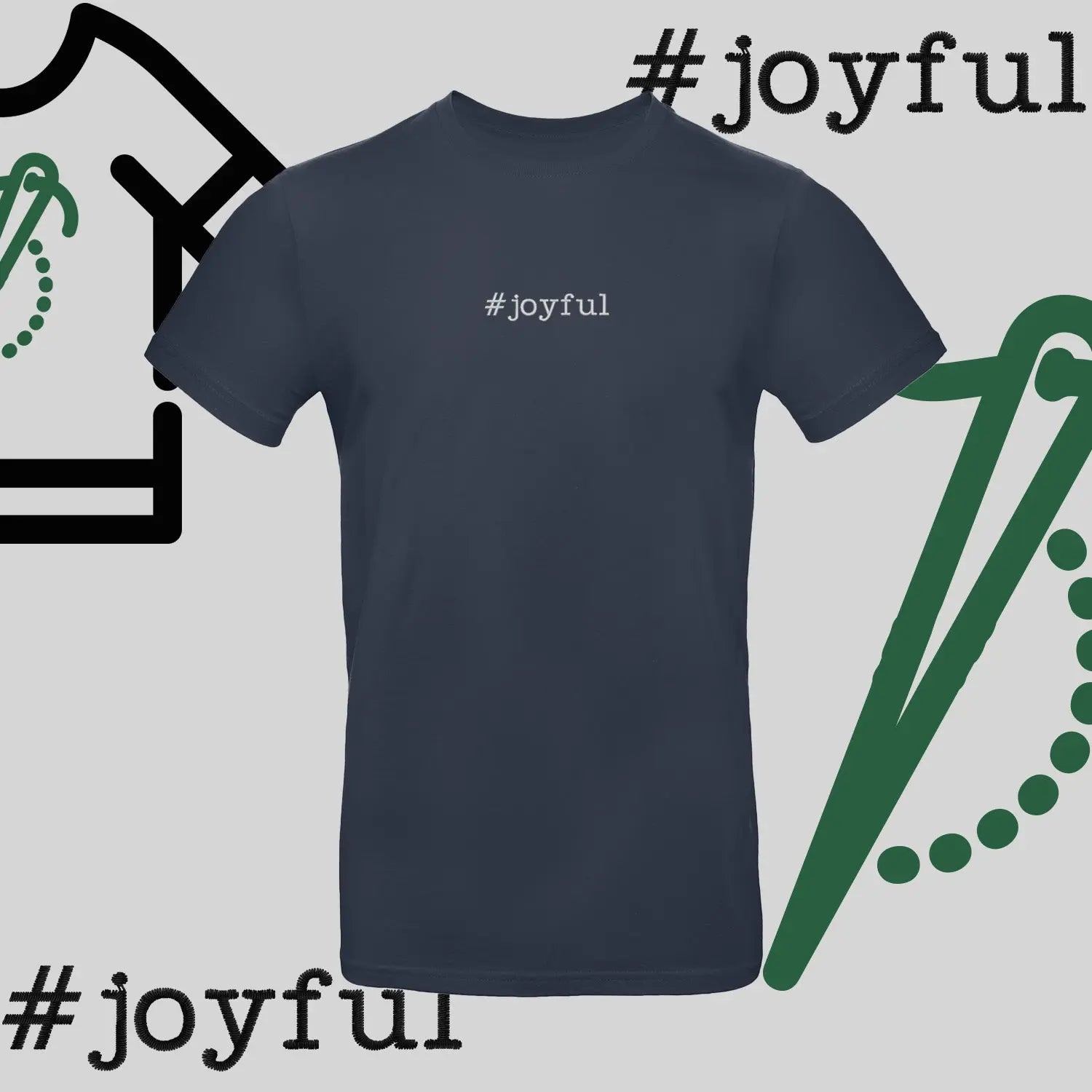 Koszulka unisex "#joyful" – haft komputerowy, styl pełen radości Haft z radości