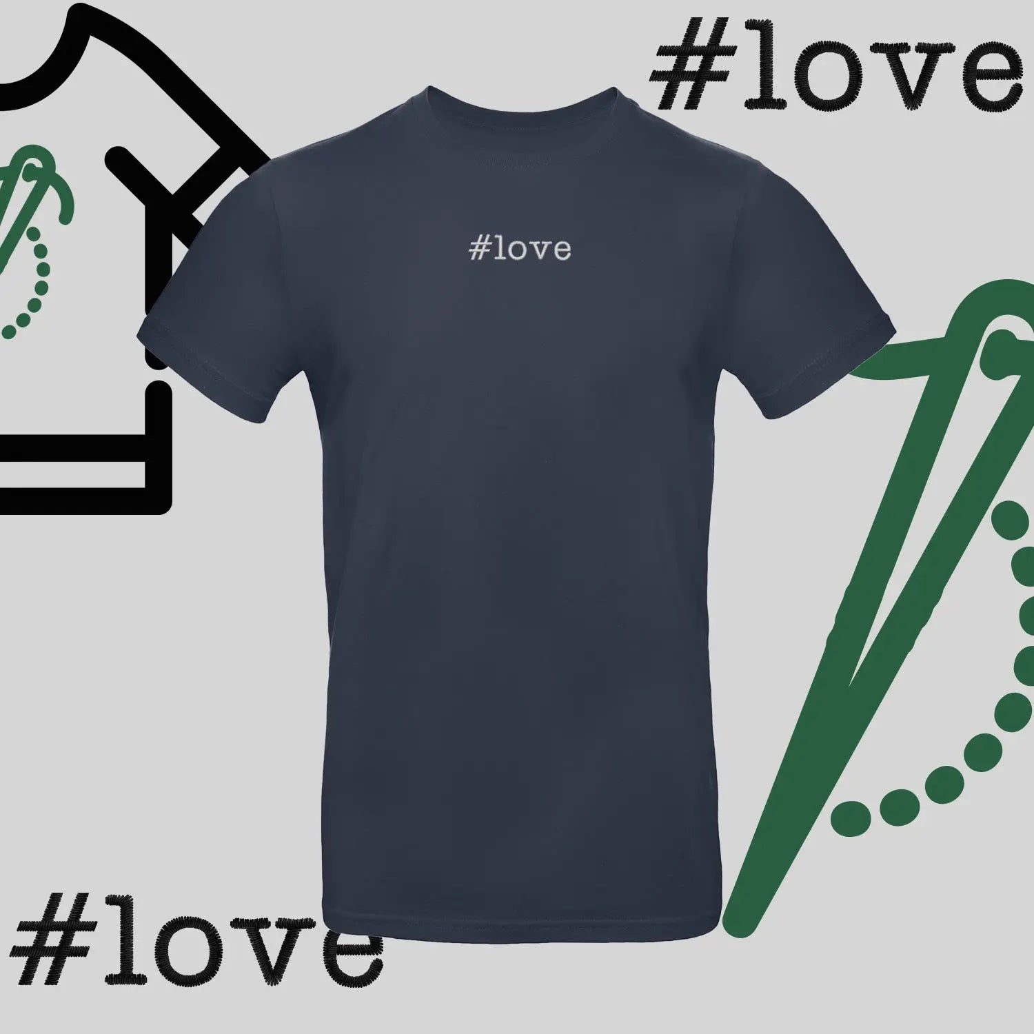 Koszulka unisex  "#love" – haft komputerowy, styl z pozytywnym przekazem Haft z radości