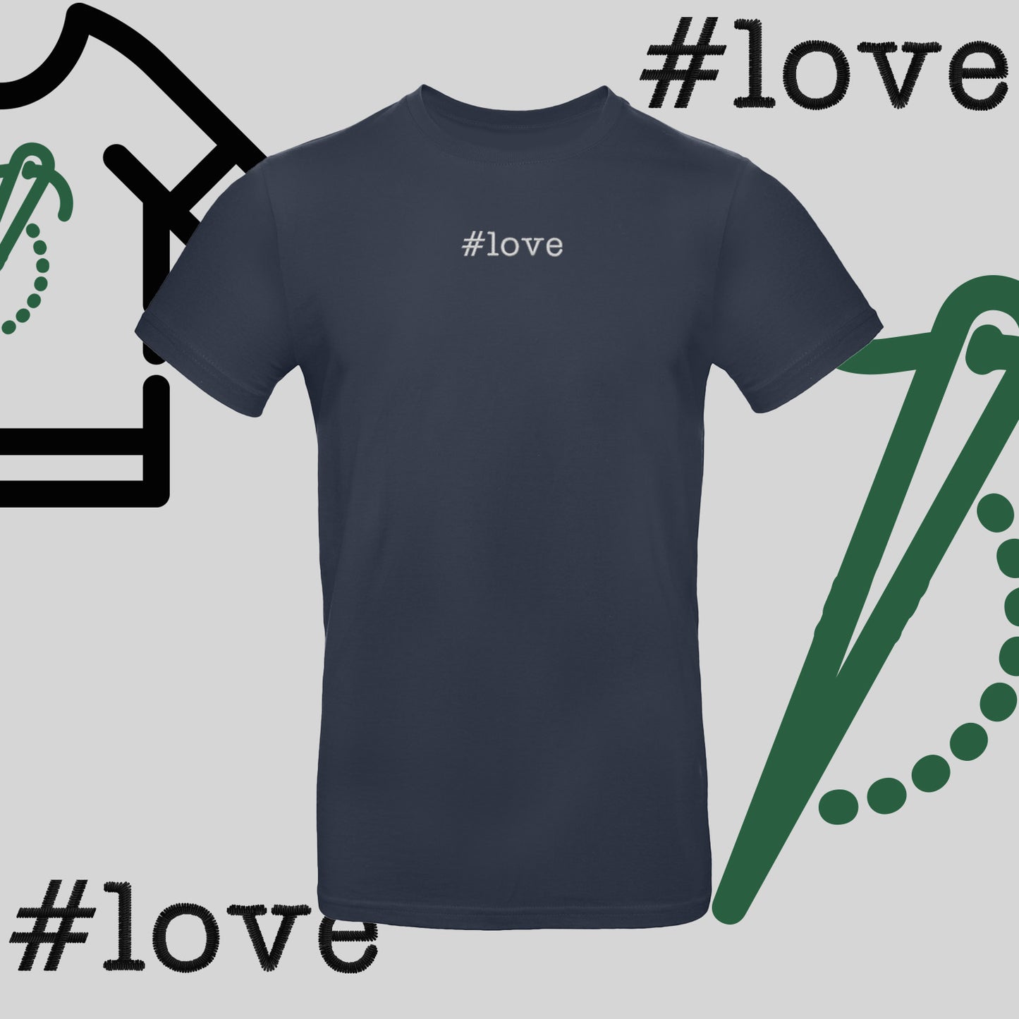 Koszulka unisex  "#love" – haft komputerowy, styl z pozytywnym przekazem