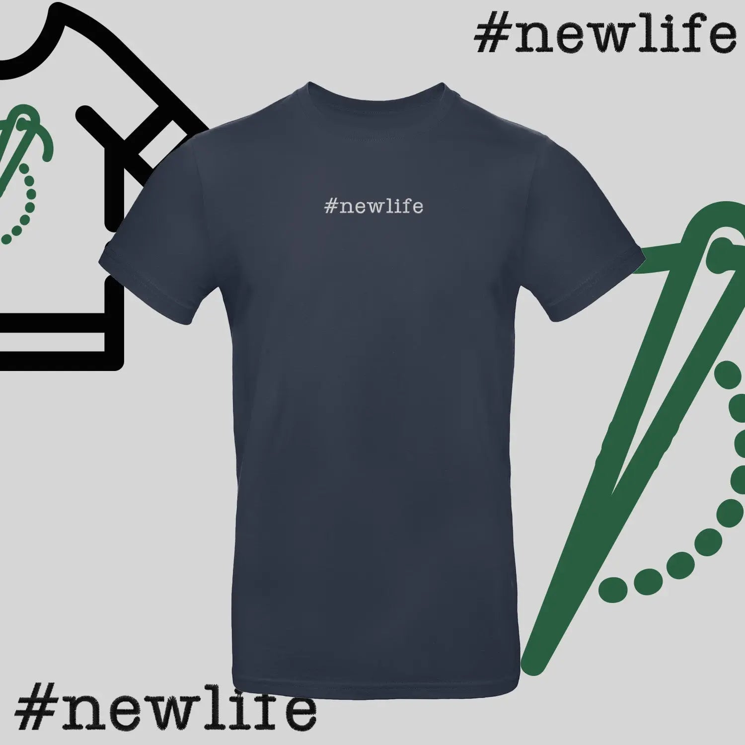 Koszulka unisex  "#newlife" – haft komputerowy, inspiracja na nowy początek Haft z radości