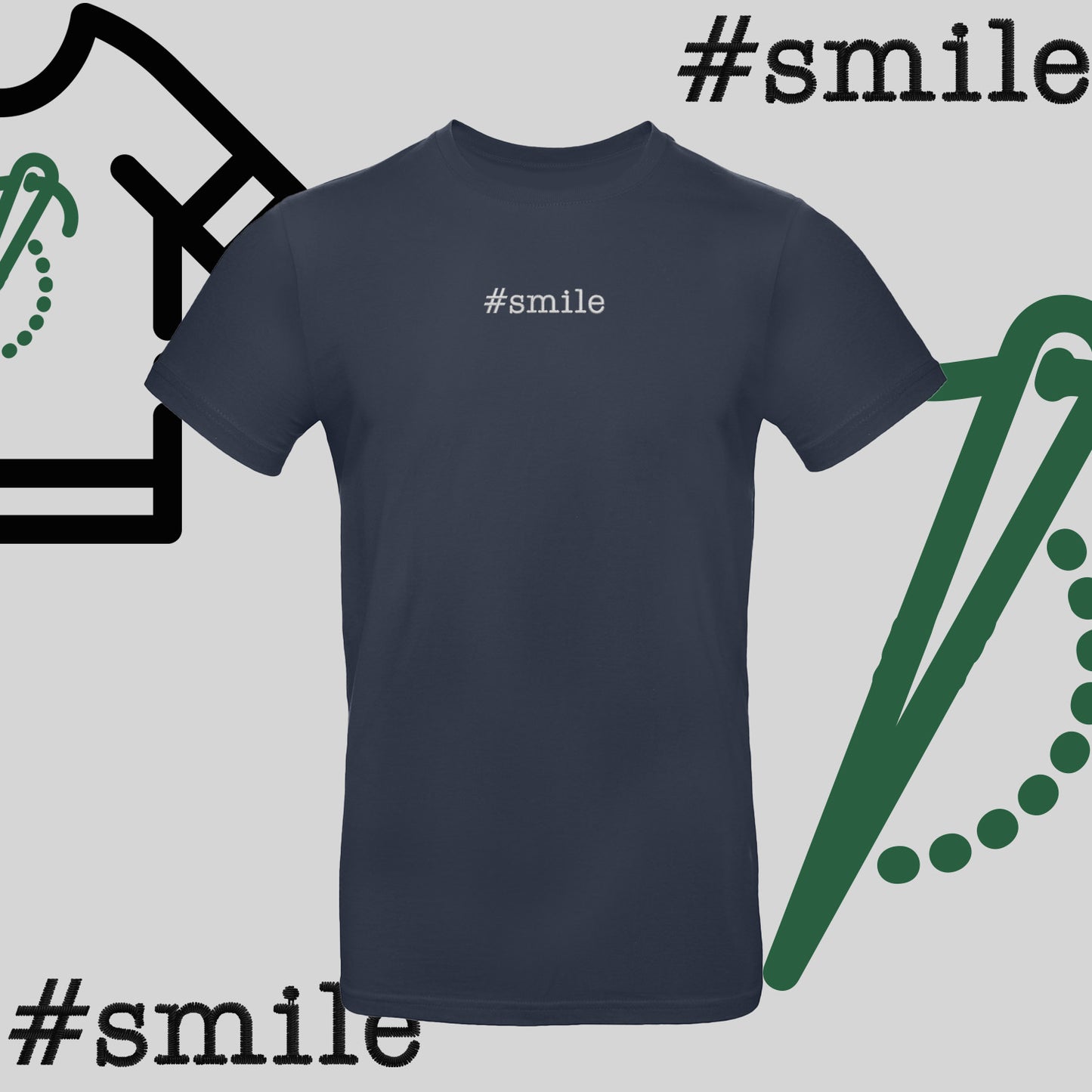 Koszulka unisex  "#SMILE" – haft komputerowy, pozytywny styl na co dzień