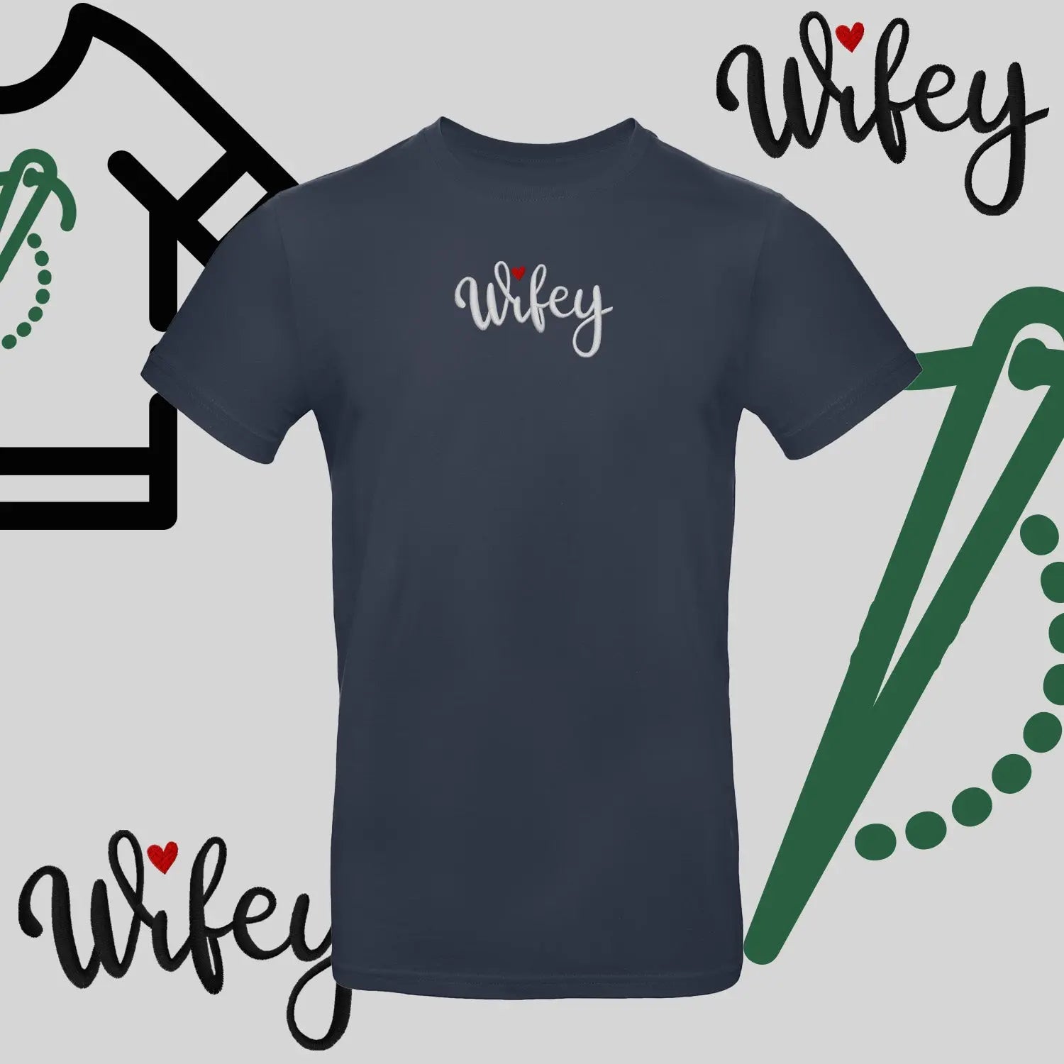 Koszulka unisex "WIFEY" – haft komputerowy, styl dla żony z humorem Haft z radości