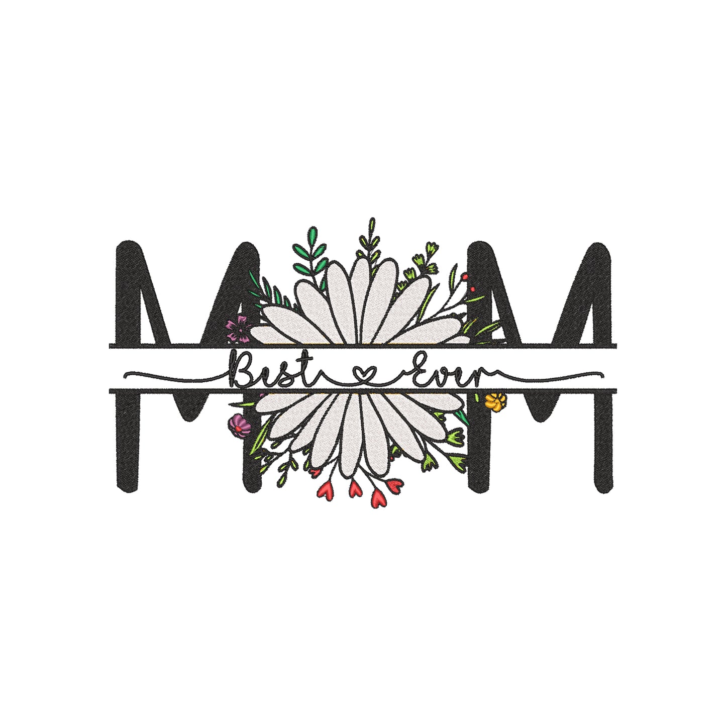 Koszulka Best Mom Ever Flower – Haft komputerowy | Damska, Unisex, Oversize Haft z radości - nadruki i haft na odzieży Warszawa