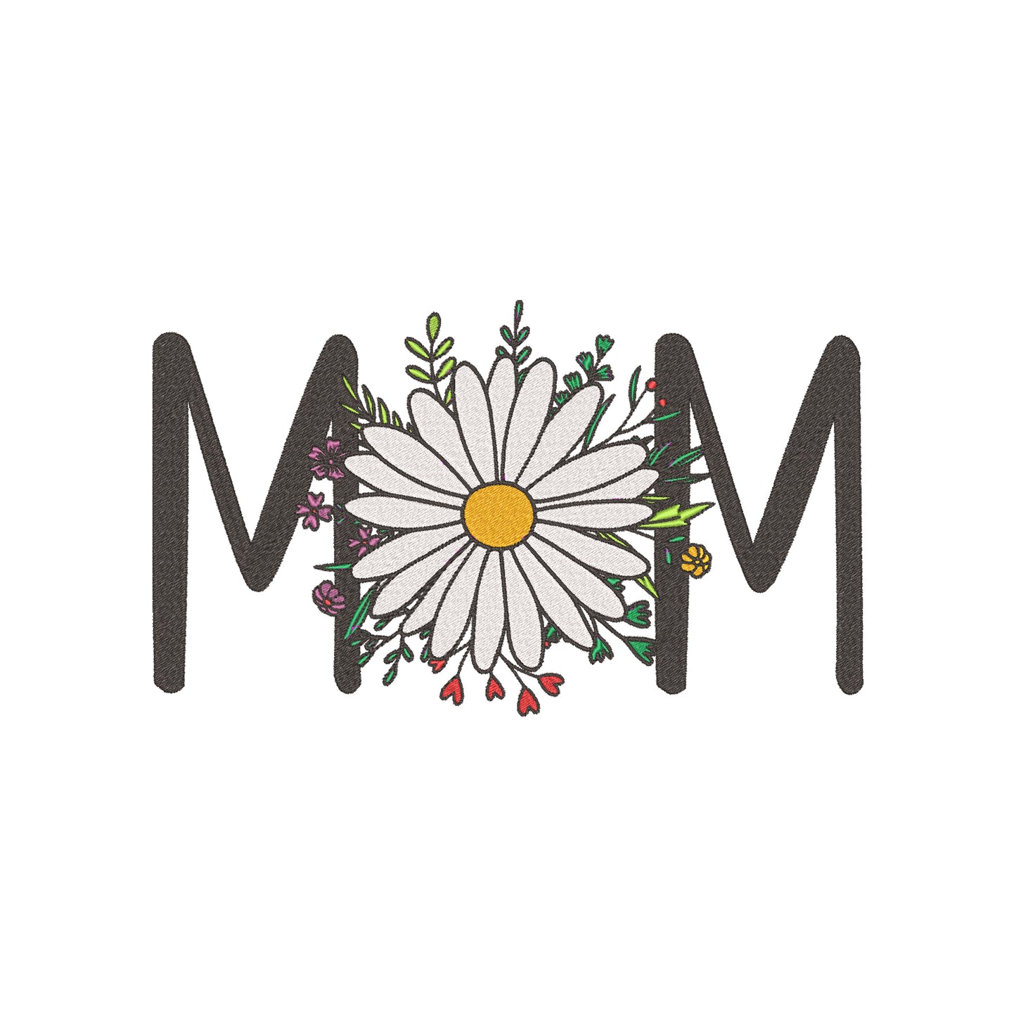 Koszulka Mama Flower 3 – Haft komputerowy | Damska, Unisex, Oversize Haft z radości - nadruki i haft na odzieży Warszawa