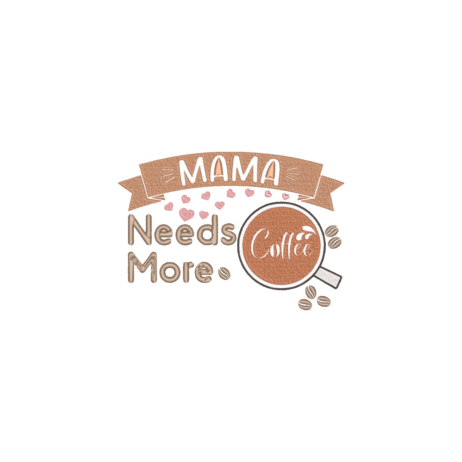 Koszulka Mama Needs More Coffee – Haft komputerowy | Damska, Unisex, Oversize Haft z radości - nadruki i haft na odzieży Warszawa
