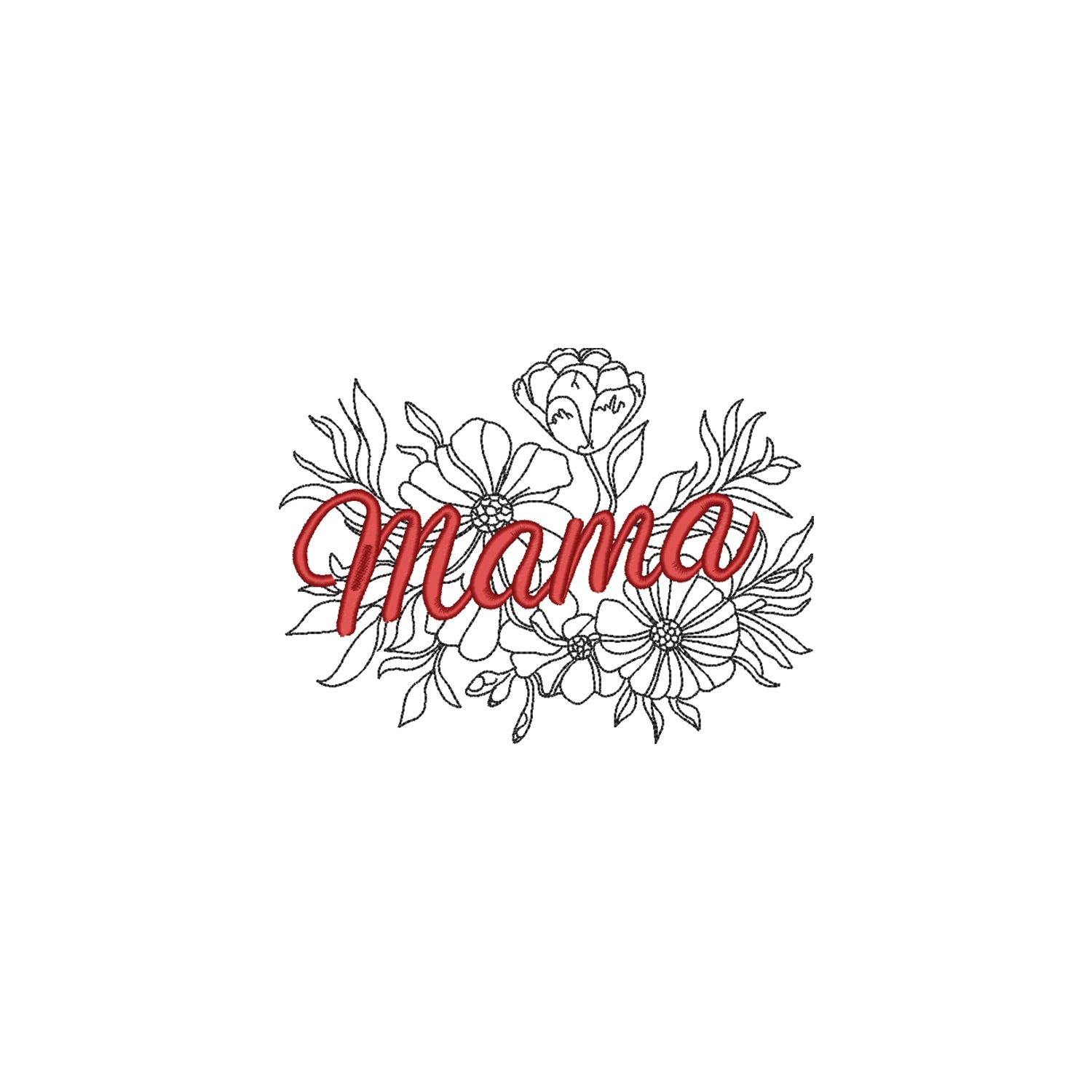 Koszulka z haftem „Mama with Flowers” – damska, unisex, oversize Haft z radości - nadruki i haft na odzieży Warszawa