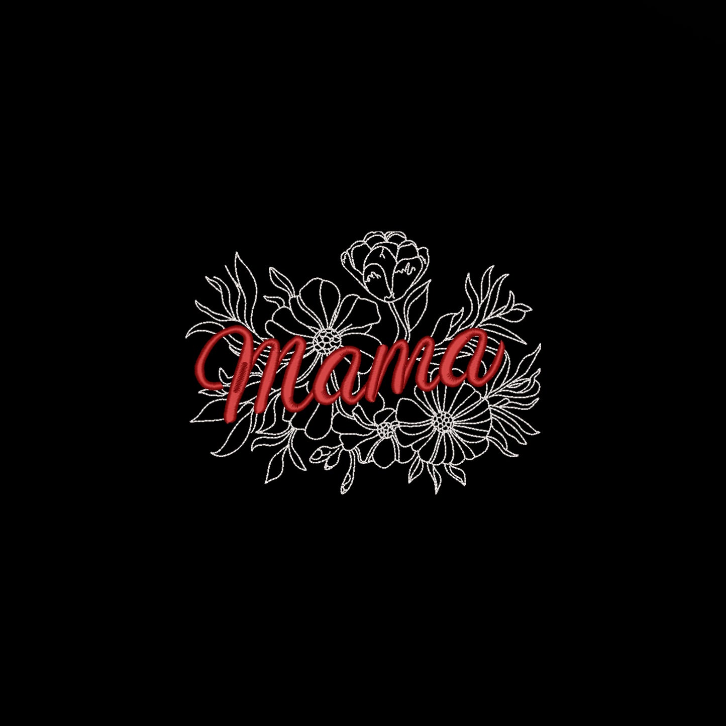 Koszulka z haftem „Mama with Flowers” – damska, unisex, oversize Haft z radości - nadruki i haft na odzieży Warszawa