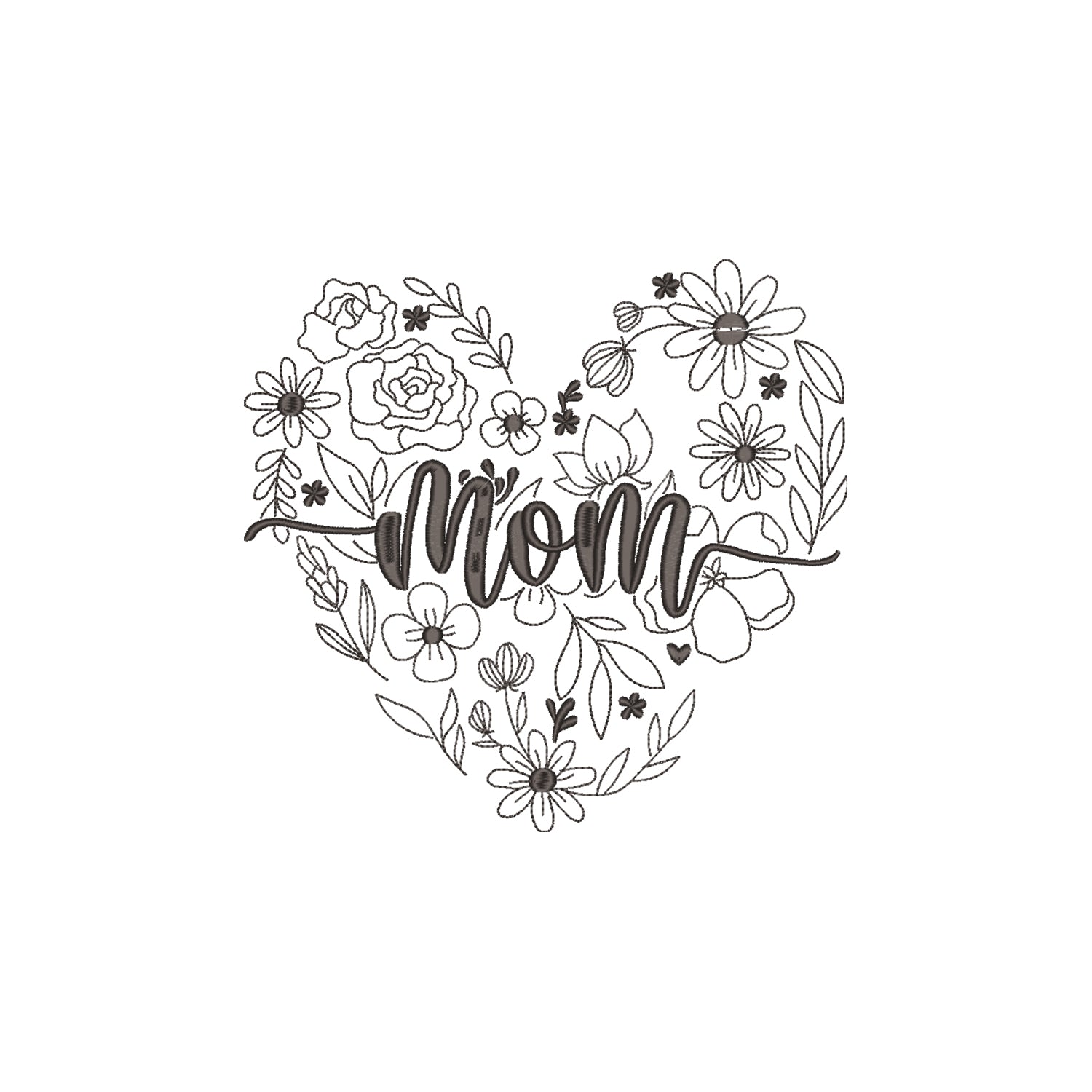 Koszulka haftowana „Mom Heart Floral Embroidery” – damska, unisex, oversize Haft z radości - nadruki i haft na odzieży Warszawa