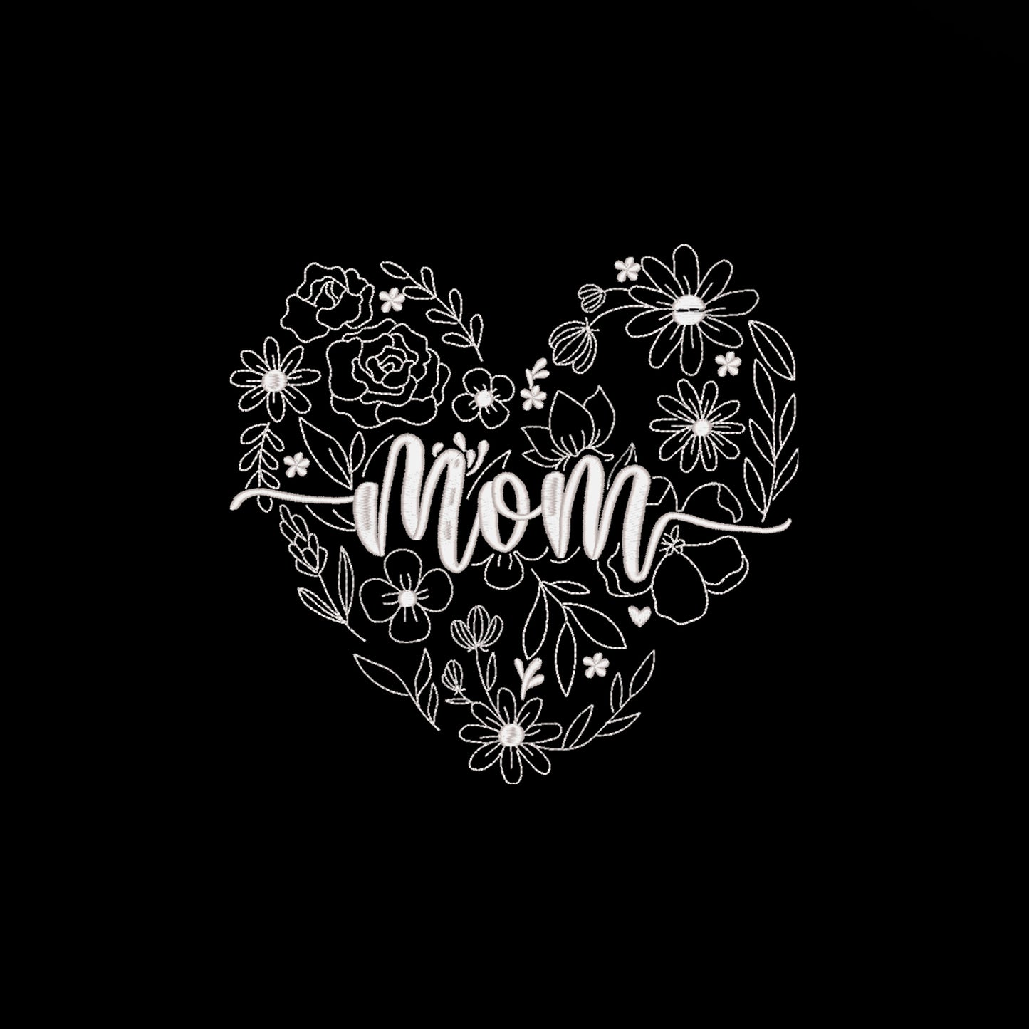 Bluza damska z haftem “Mom Heart Floral Embroidery Designs” – oversize, z kapturem lub bez Haft z radości - nadruki i haft na odzieży Warszawa