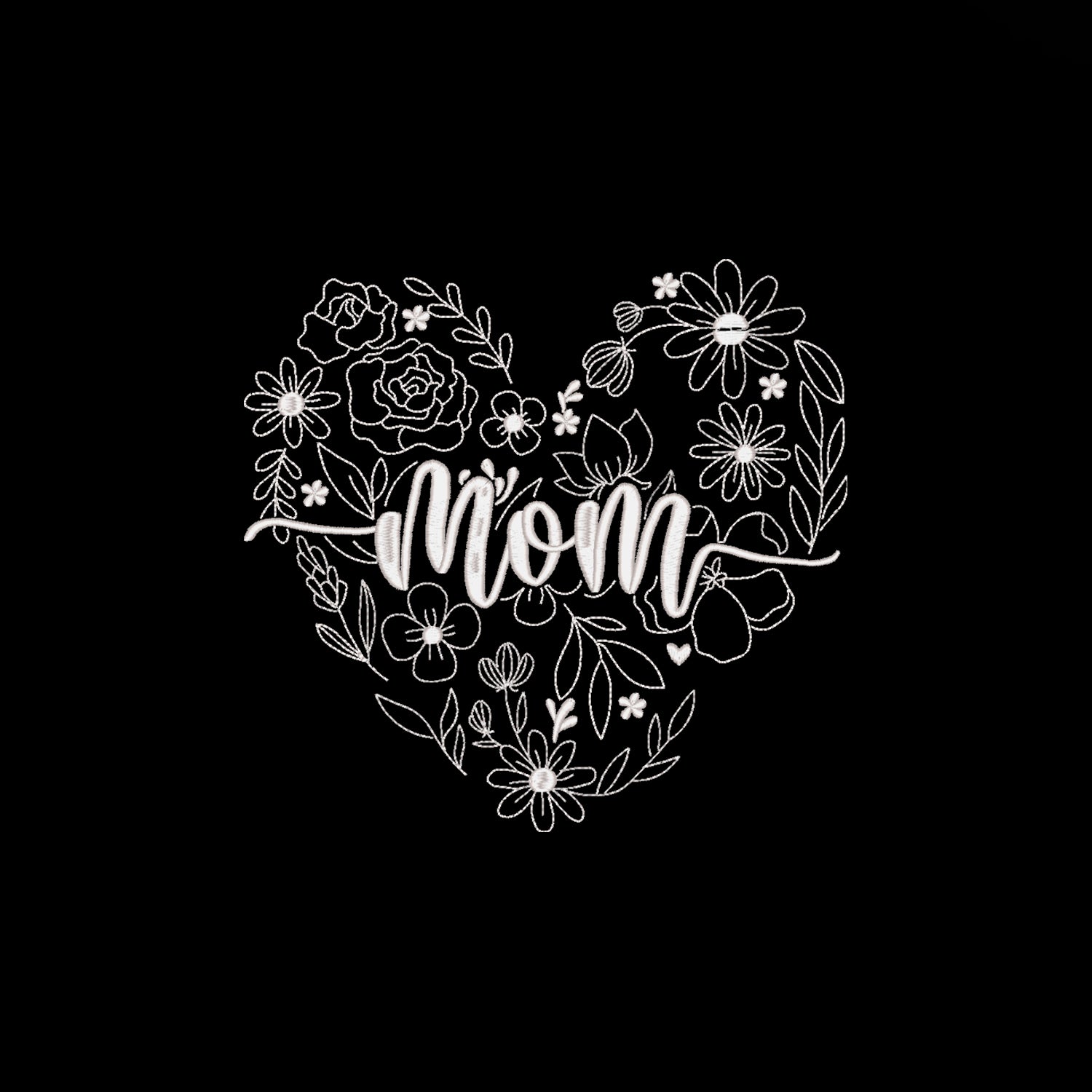 Koszulka haftowana „Mom Heart Floral Embroidery” – damska, unisex, oversize Haft z radości - nadruki i haft na odzieży Warszawa