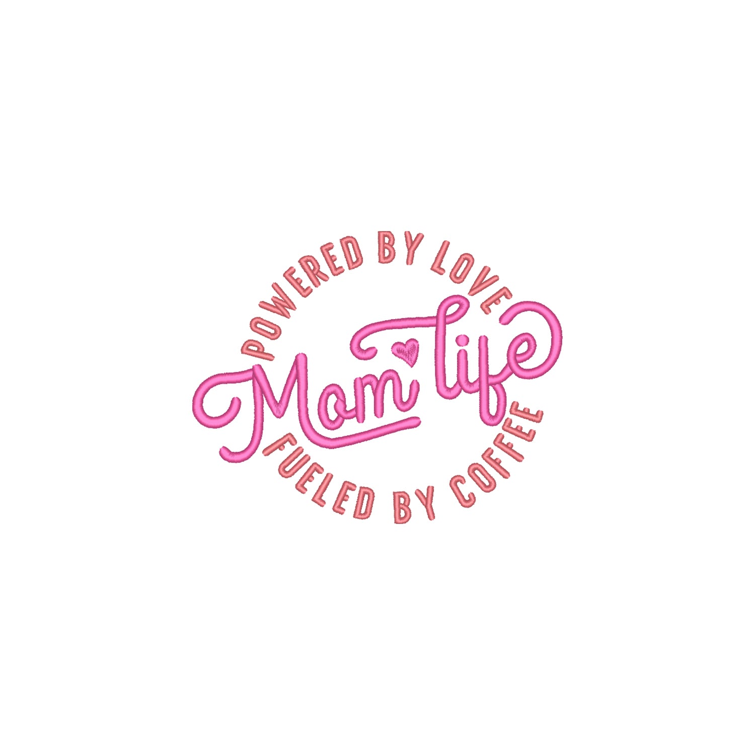 Koszulka haftowana „Mom Life Powered by Love” – damska, unisex, oversize, stylowy haft komputerowy Haft z radości - nadruki i haft na odzieży Warszawa