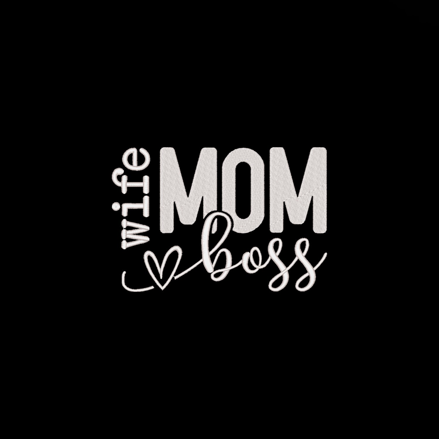 Koszulka haftowana „Mom Wife Boss” – damska, unisex, oversize, modny haft komputerowy Haft z radości - nadruki i haft na odzieży Warszawa