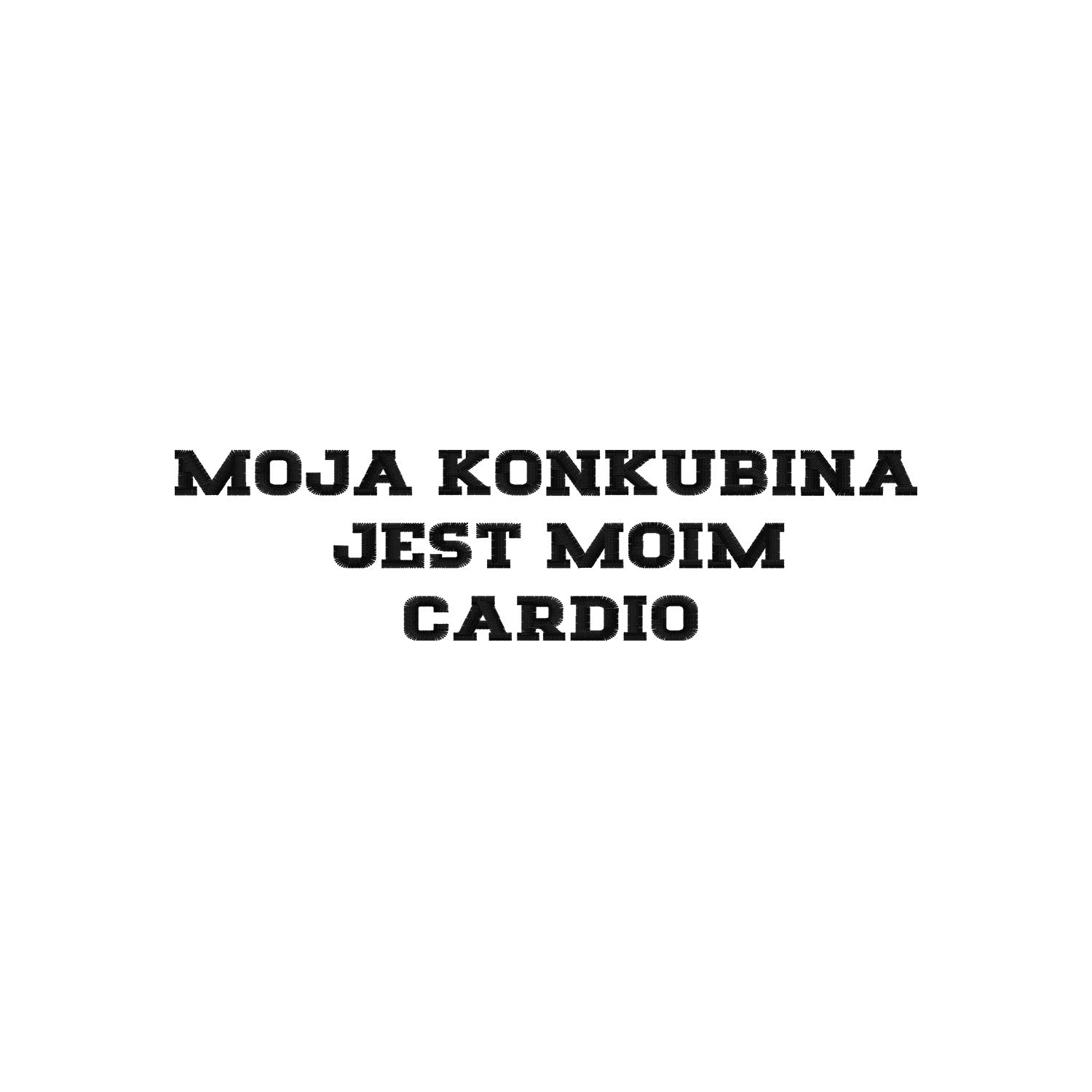 Koszulka z haftem "MOJA KONKUBINA JEST MOIM CARDIO" – zabawna, stylowa i trwała Haft z radości - nadruki i haft na odzieży Warszawa