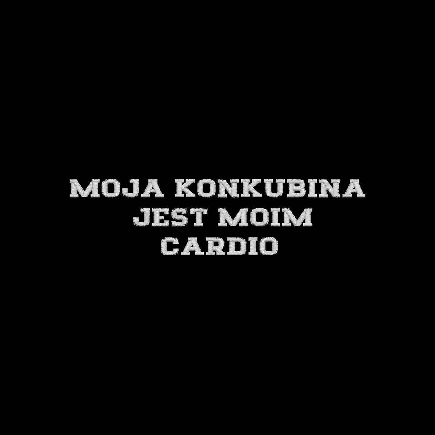 Koszulka z haftem "MOJA KONKUBINA JEST MOIM CARDIO" – zabawna, stylowa i trwała Haft z radości - nadruki i haft na odzieży Warszawa